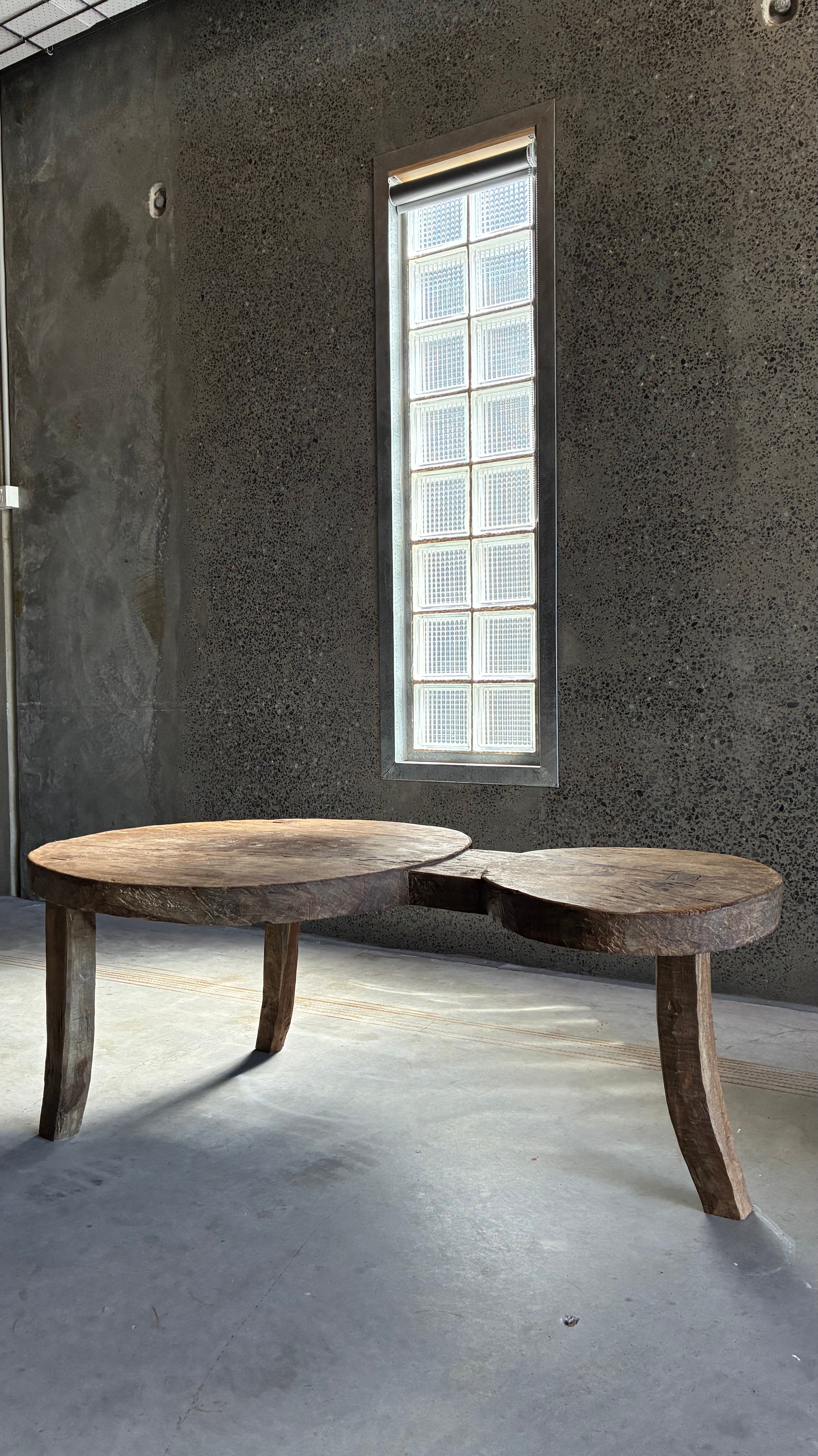 PRIMITIVE HAND-CARVED COFFEE TABLE