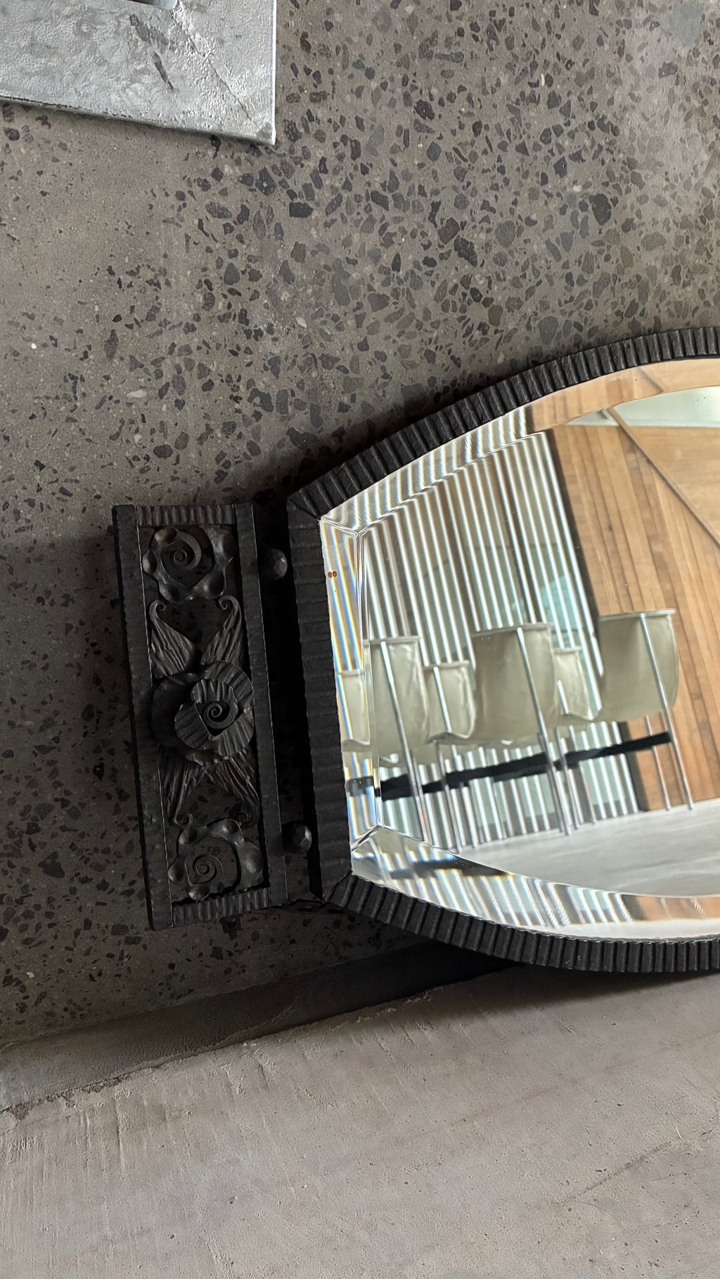 FRENCH ART DECO WROUGHT IRON MIRROR