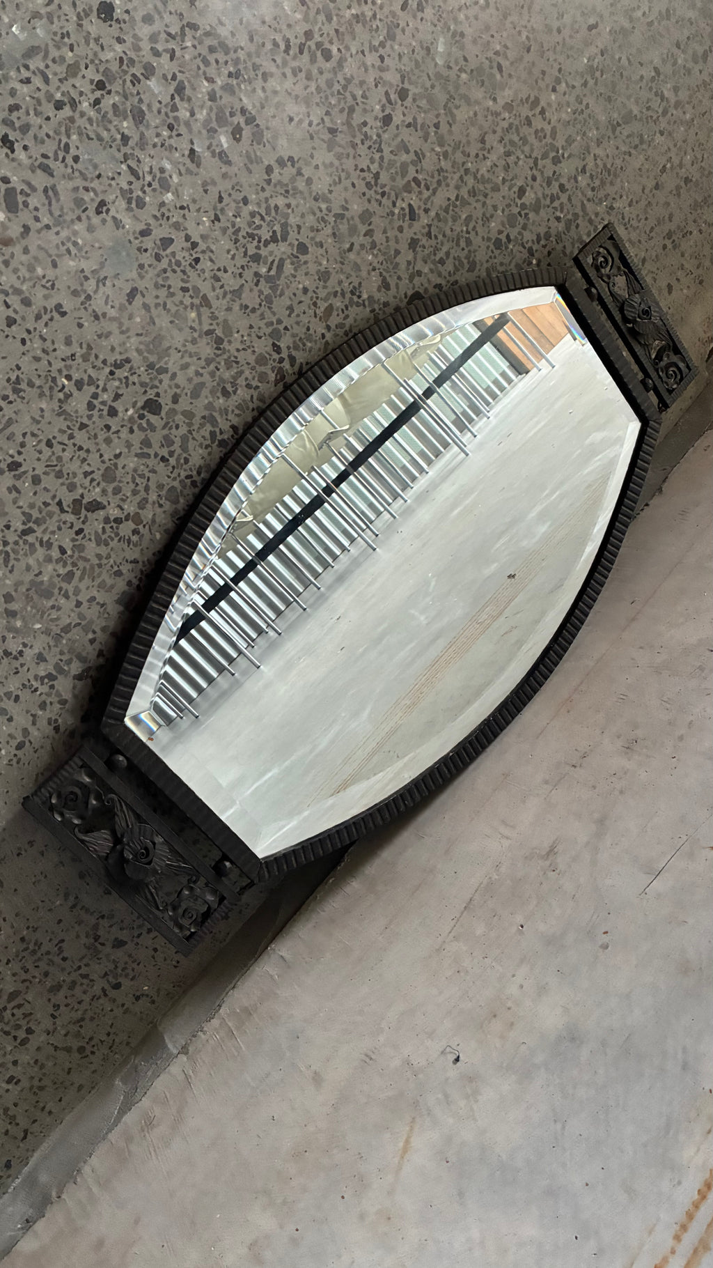 FRENCH ART DECO WROUGHT IRON MIRROR