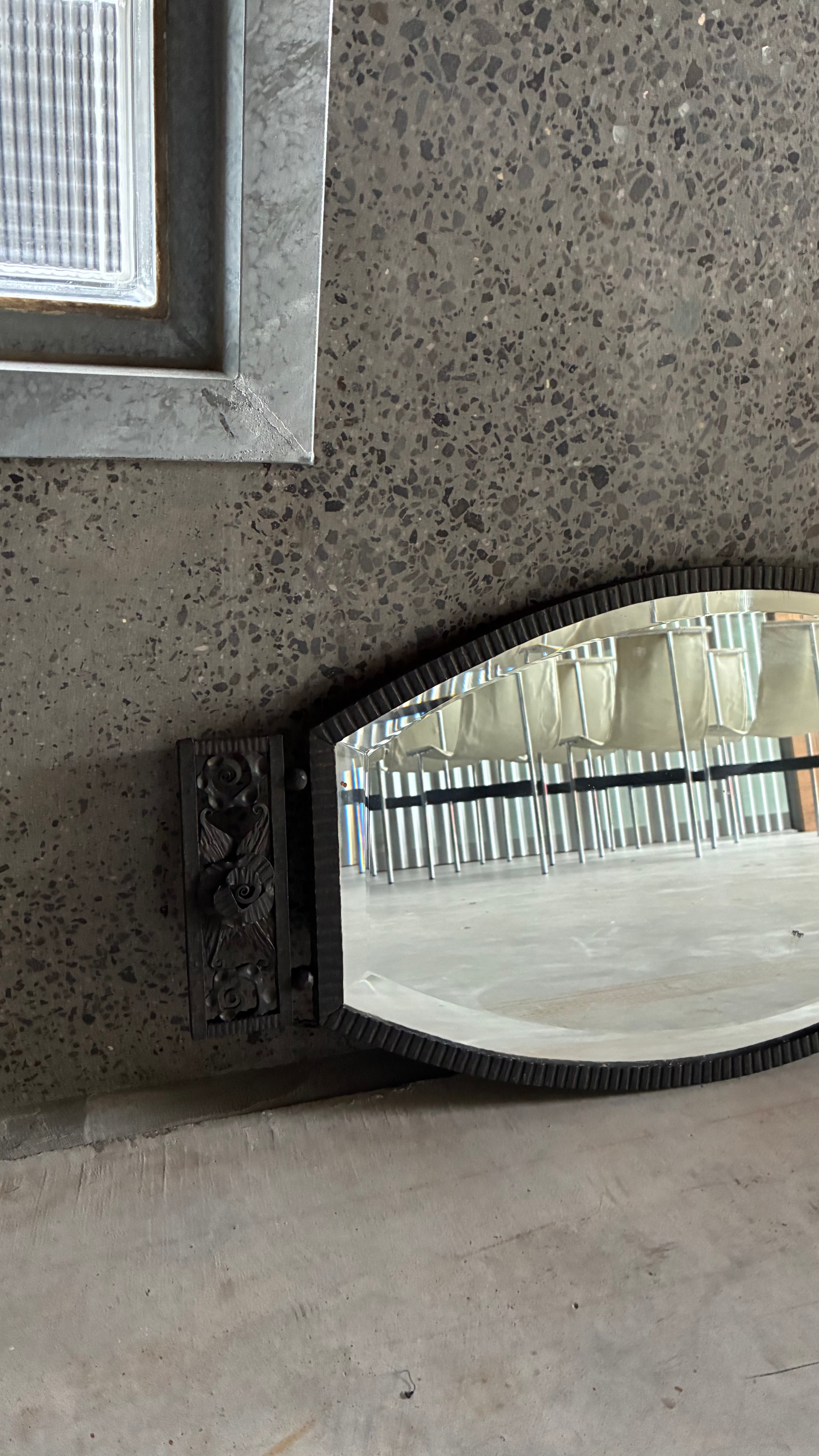FRENCH ART DECO WROUGHT IRON MIRROR