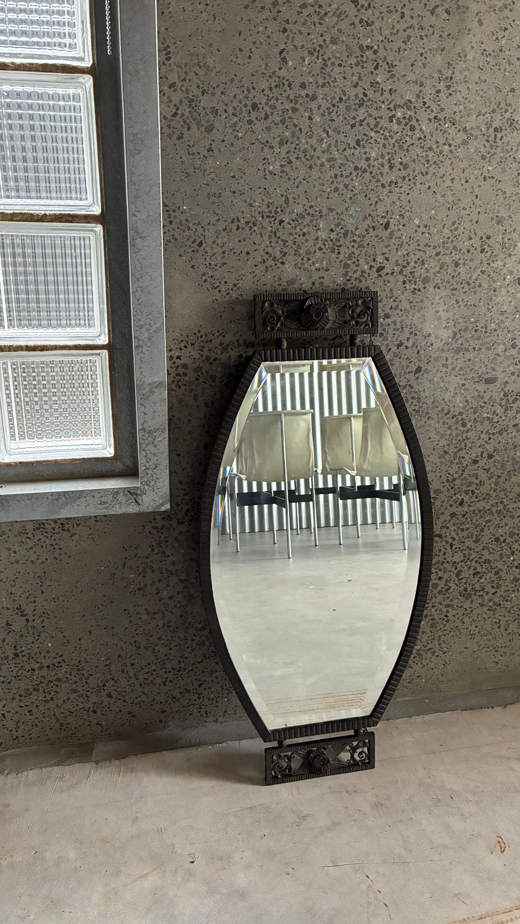 FRENCH ART DECO WROUGHT IRON MIRROR