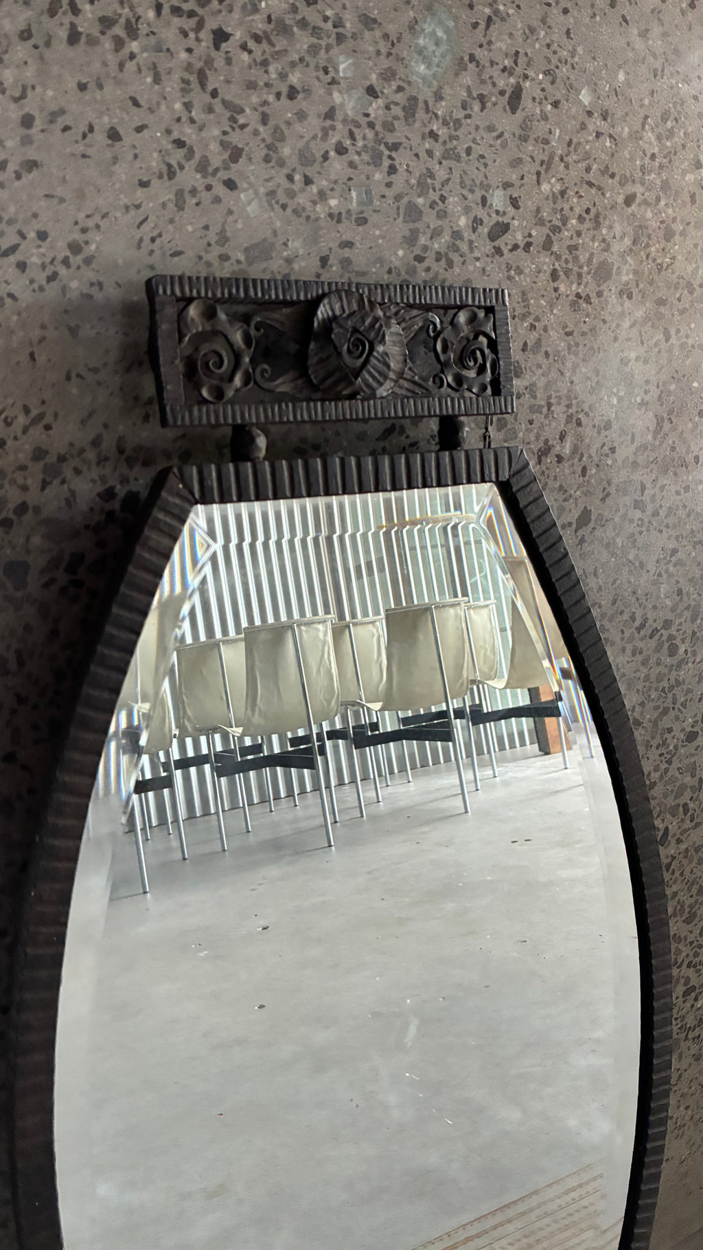 FRENCH ART DECO WROUGHT IRON MIRROR