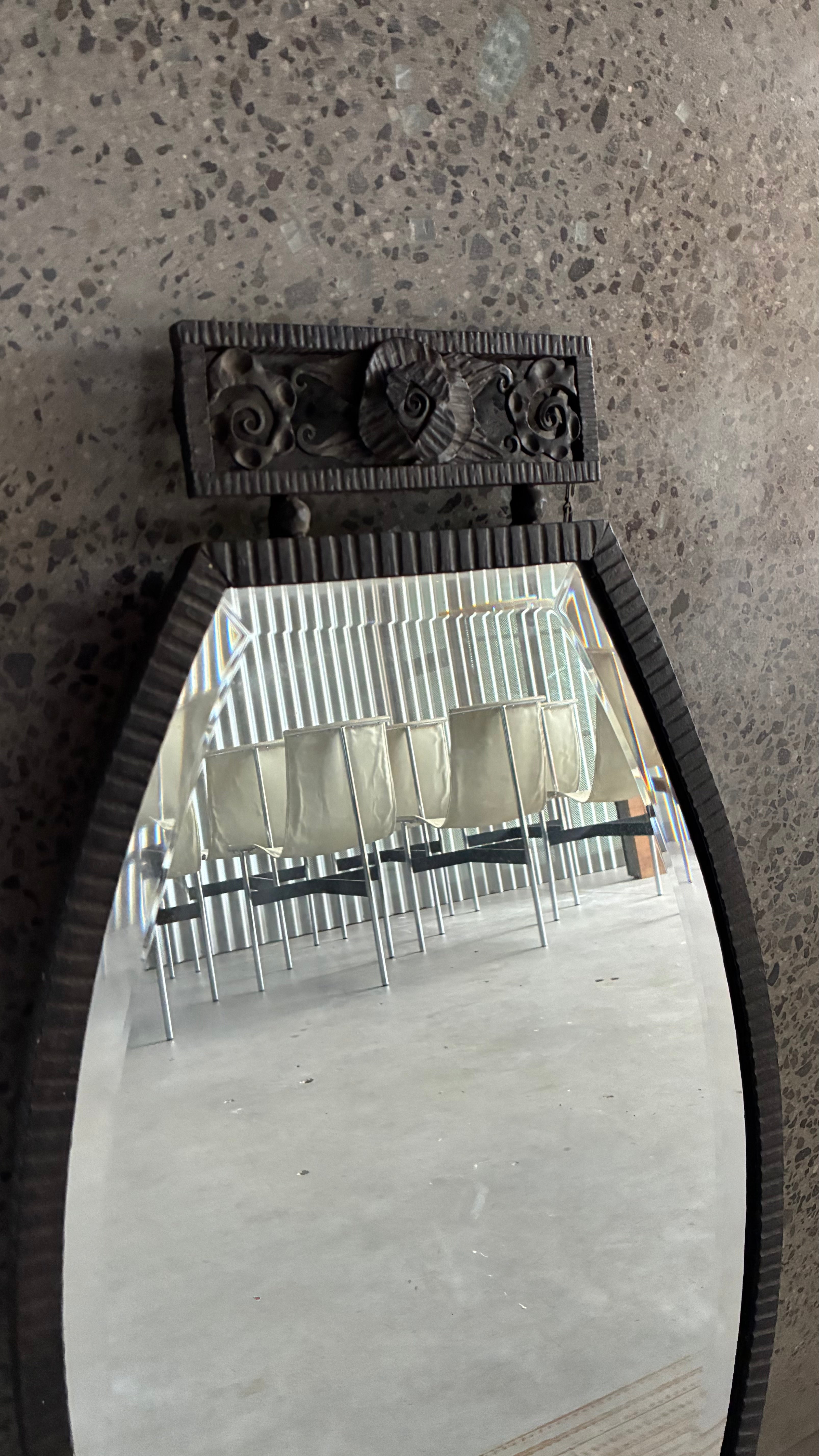 FRENCH ART DECO WROUGHT IRON MIRROR