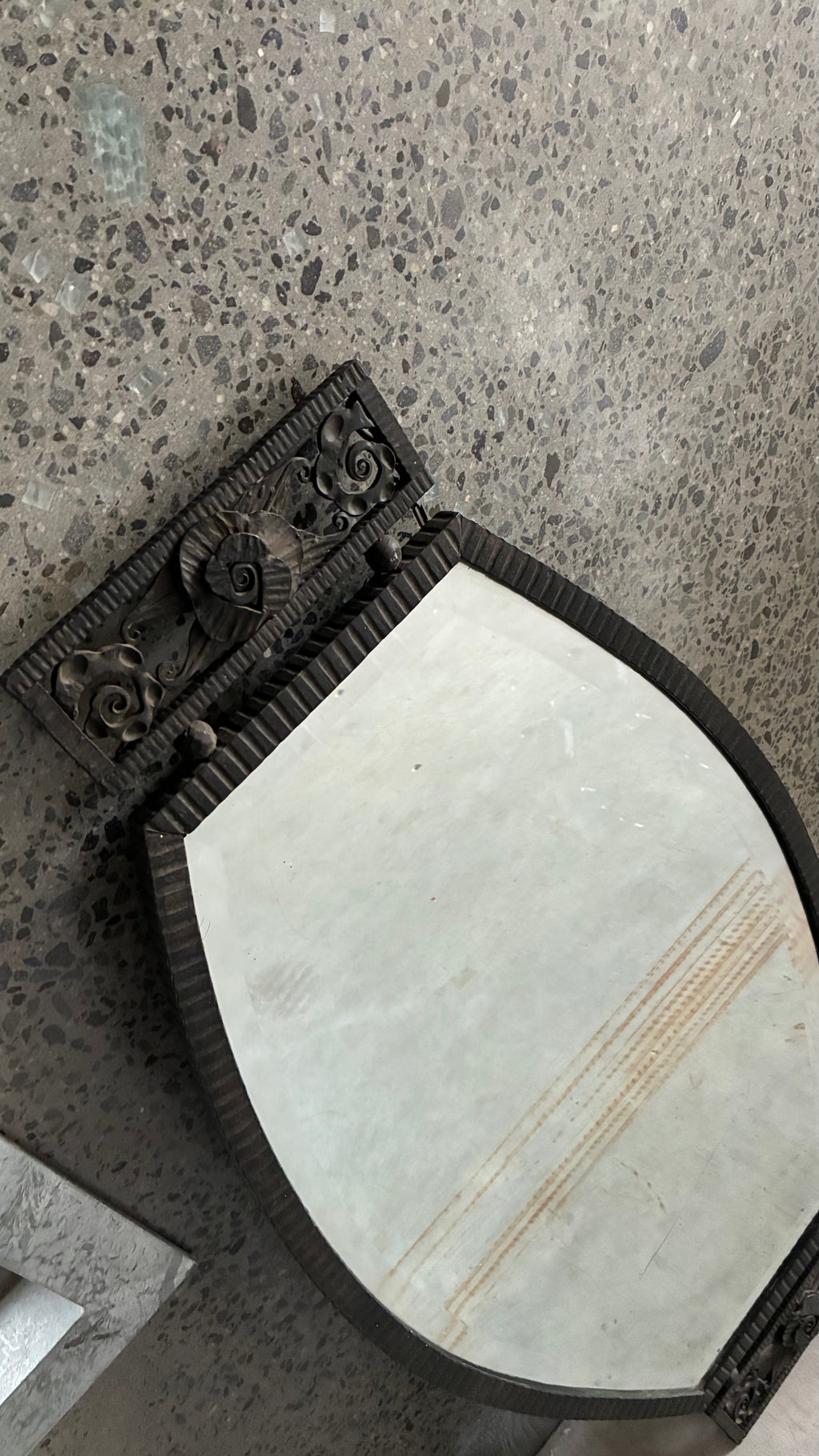 FRENCH ART DECO WROUGHT IRON MIRROR
