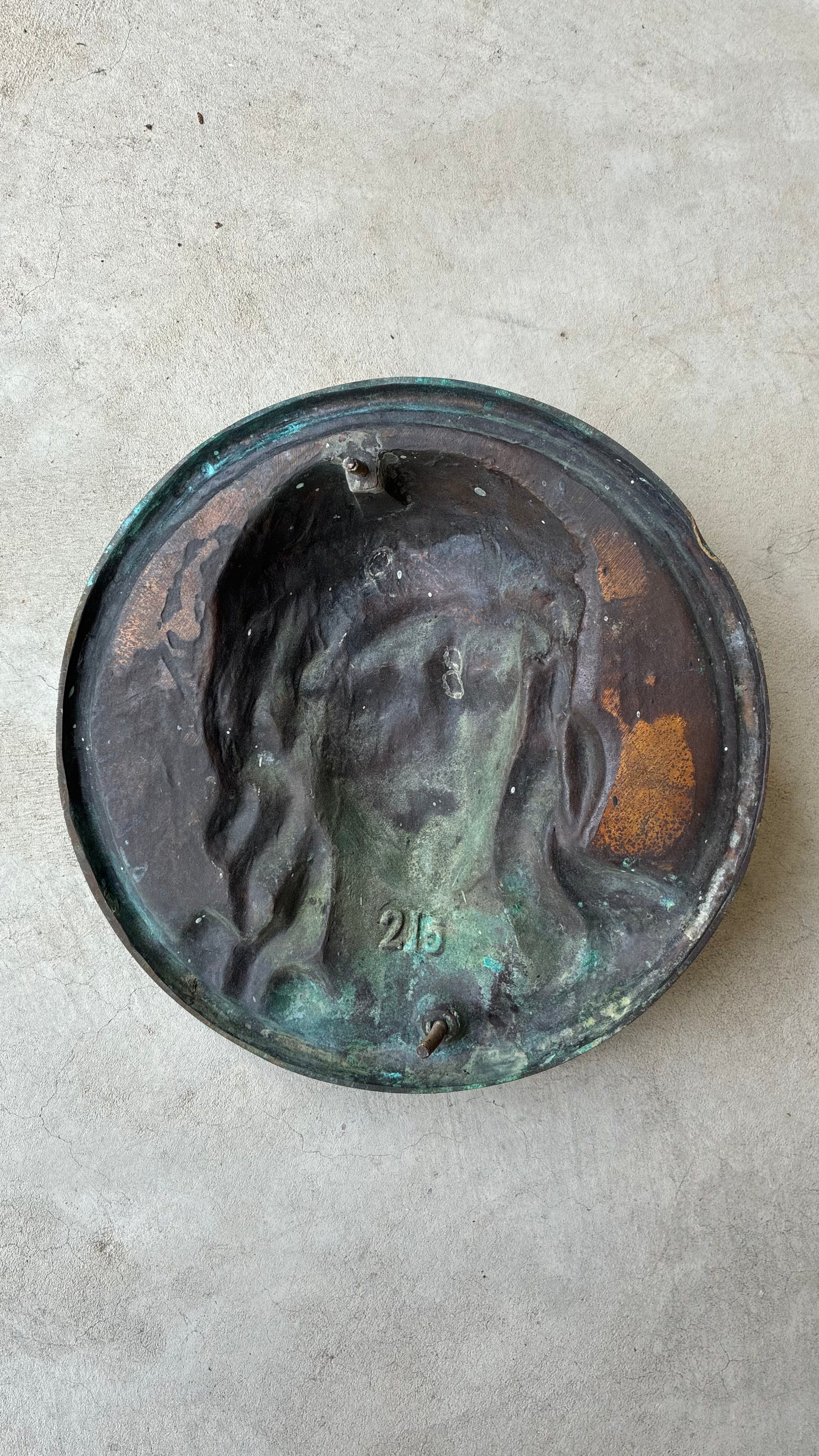 FRENCH BRONZE RELIEF OF CHRIST - VERDIGRIS PATINA