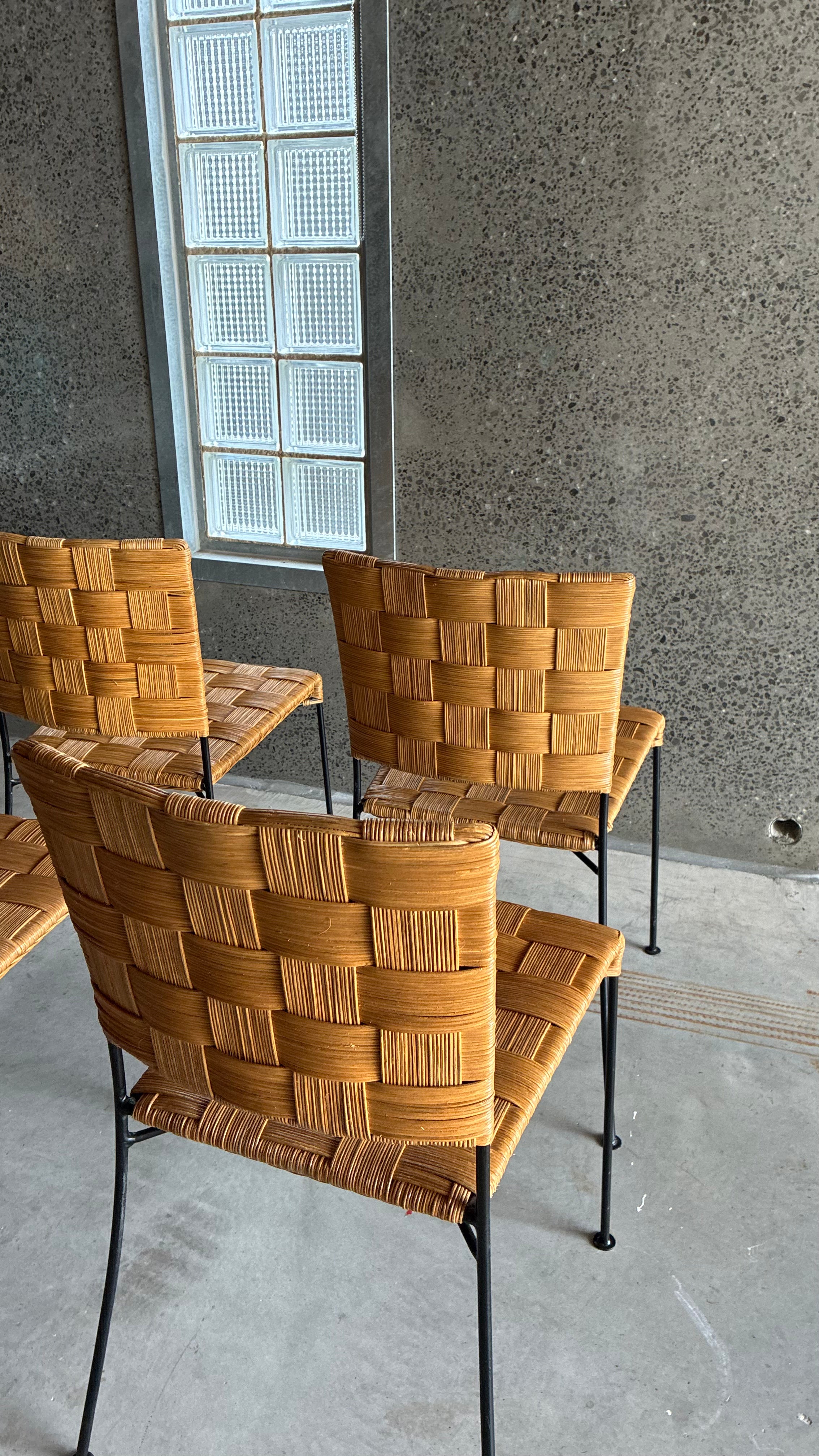 WOVEN RATTAN CHAIRS (SET OF FOUR)