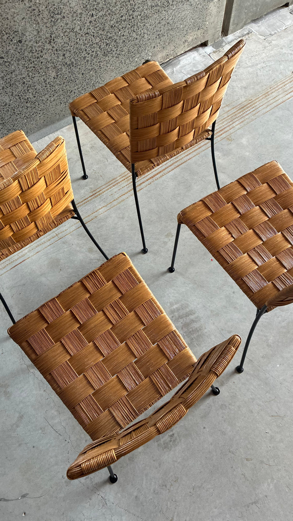 WOVEN RATTAN CHAIRS (SET OF FOUR)