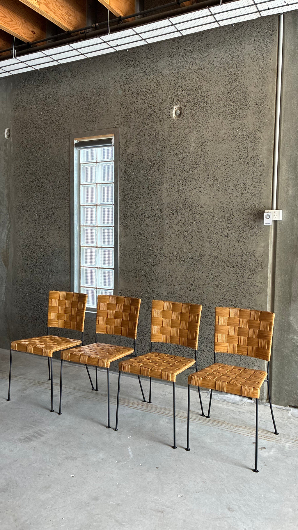 WOVEN RATTAN CHAIRS (SET OF FOUR)