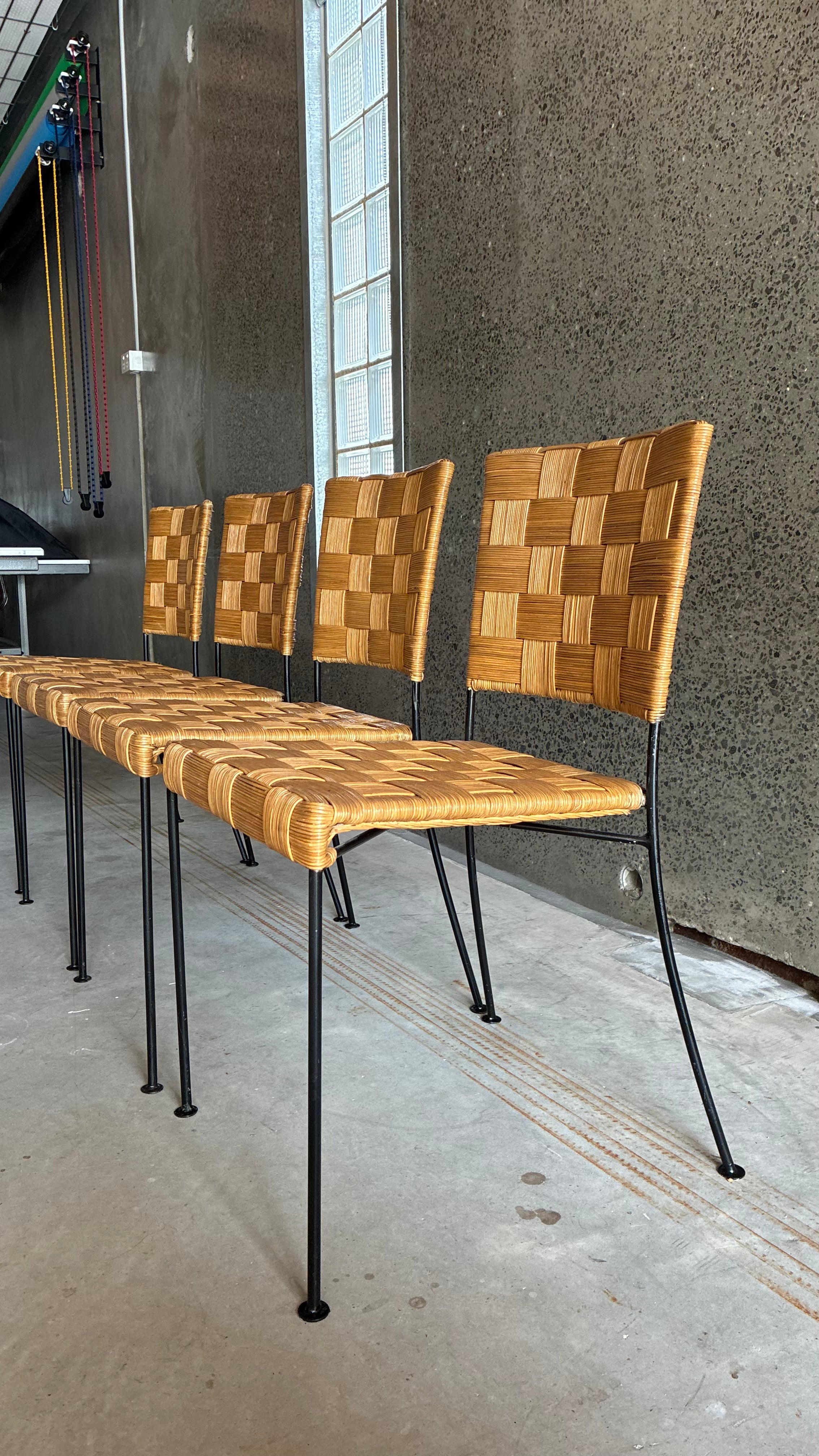 WOVEN RATTAN CHAIRS (SET OF FOUR)