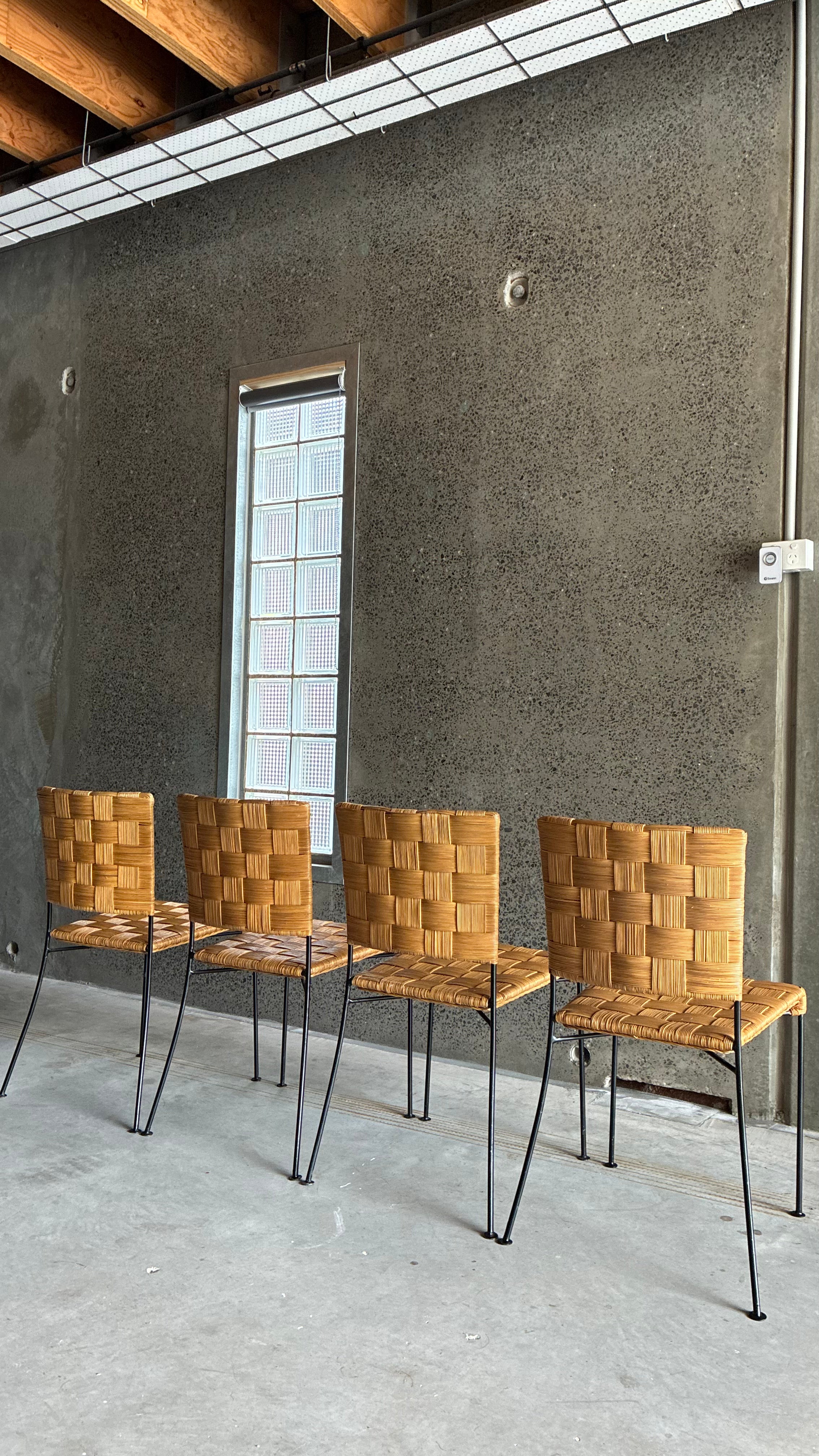 WOVEN RATTAN CHAIRS (SET OF FOUR)