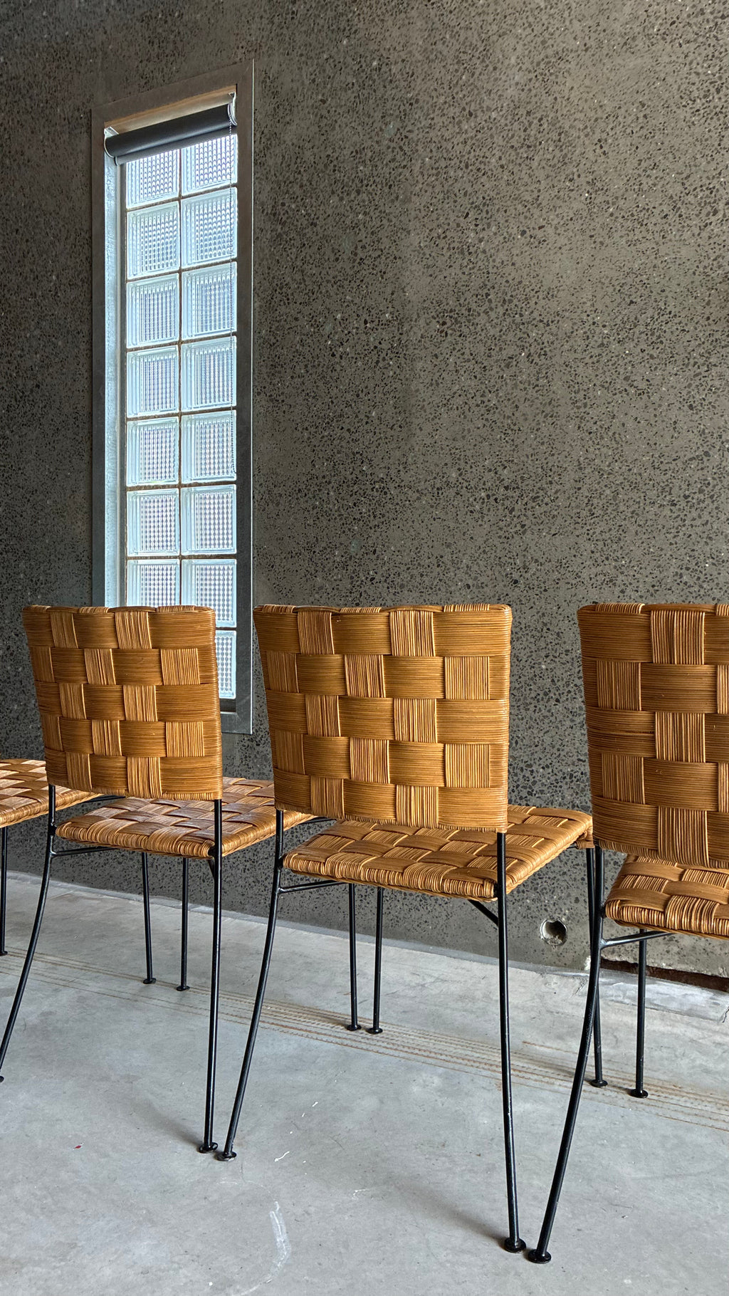 WOVEN RATTAN CHAIRS (SET OF FOUR)