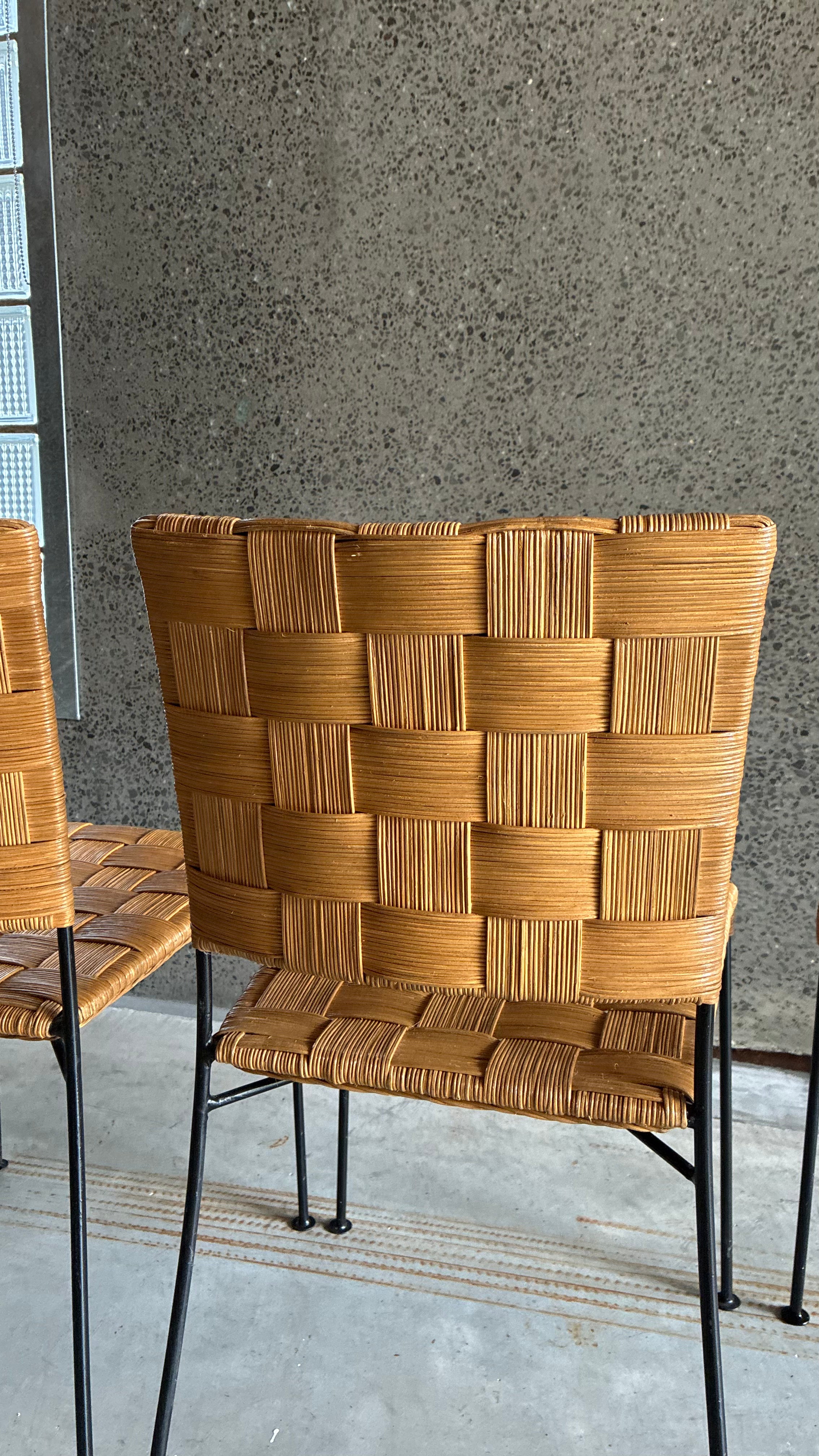 WOVEN RATTAN CHAIRS (SET OF FOUR)