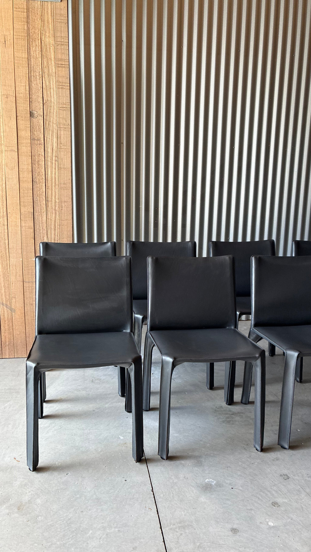 DINING CHAIRS ATTRIBUTED TO CAB 412 BY MARIO BELLINI (SET OF EIGHT)