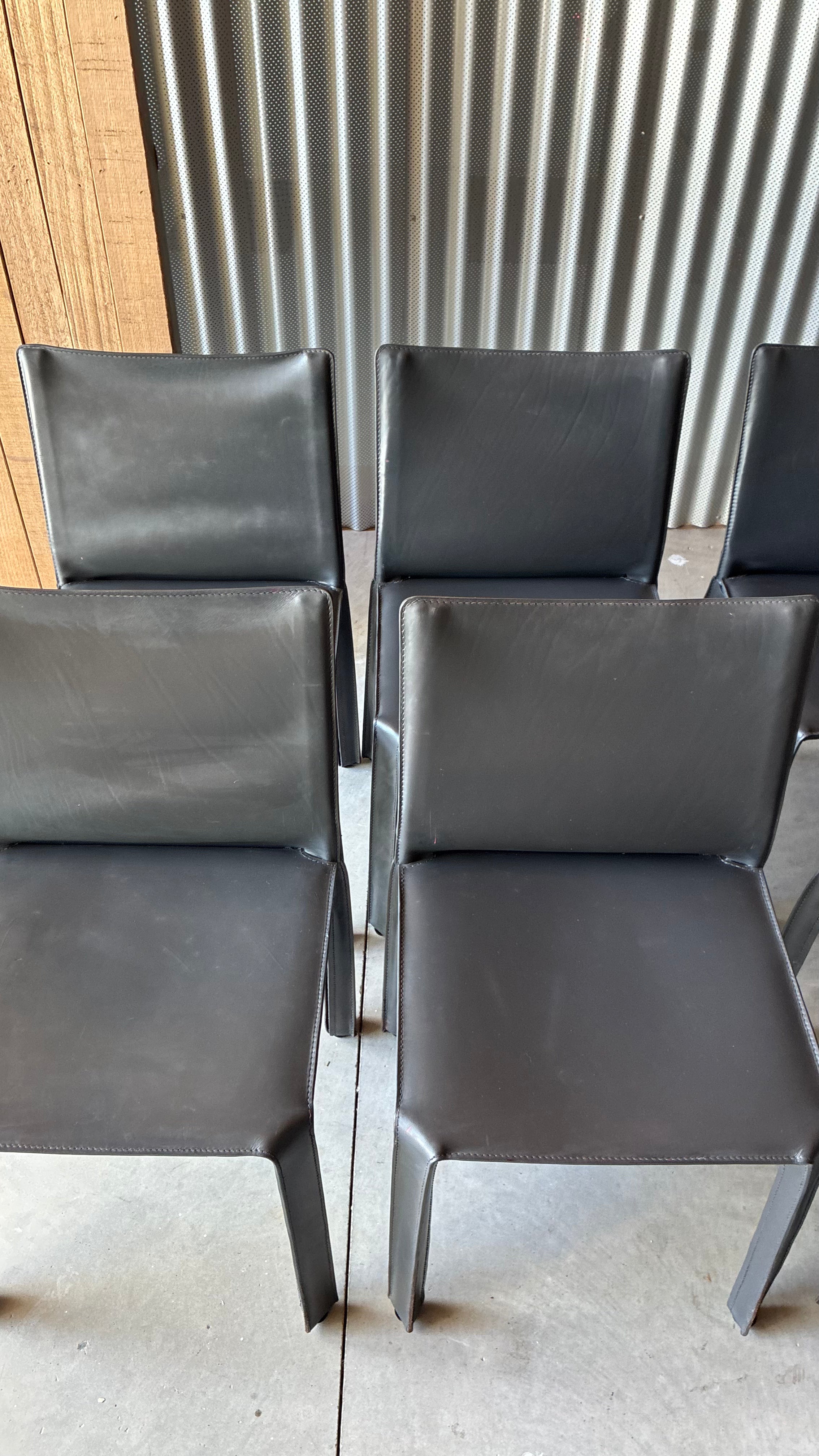 DINING CHAIRS ATTRIBUTED TO CAB 412 BY MARIO BELLINI (SET OF EIGHT)