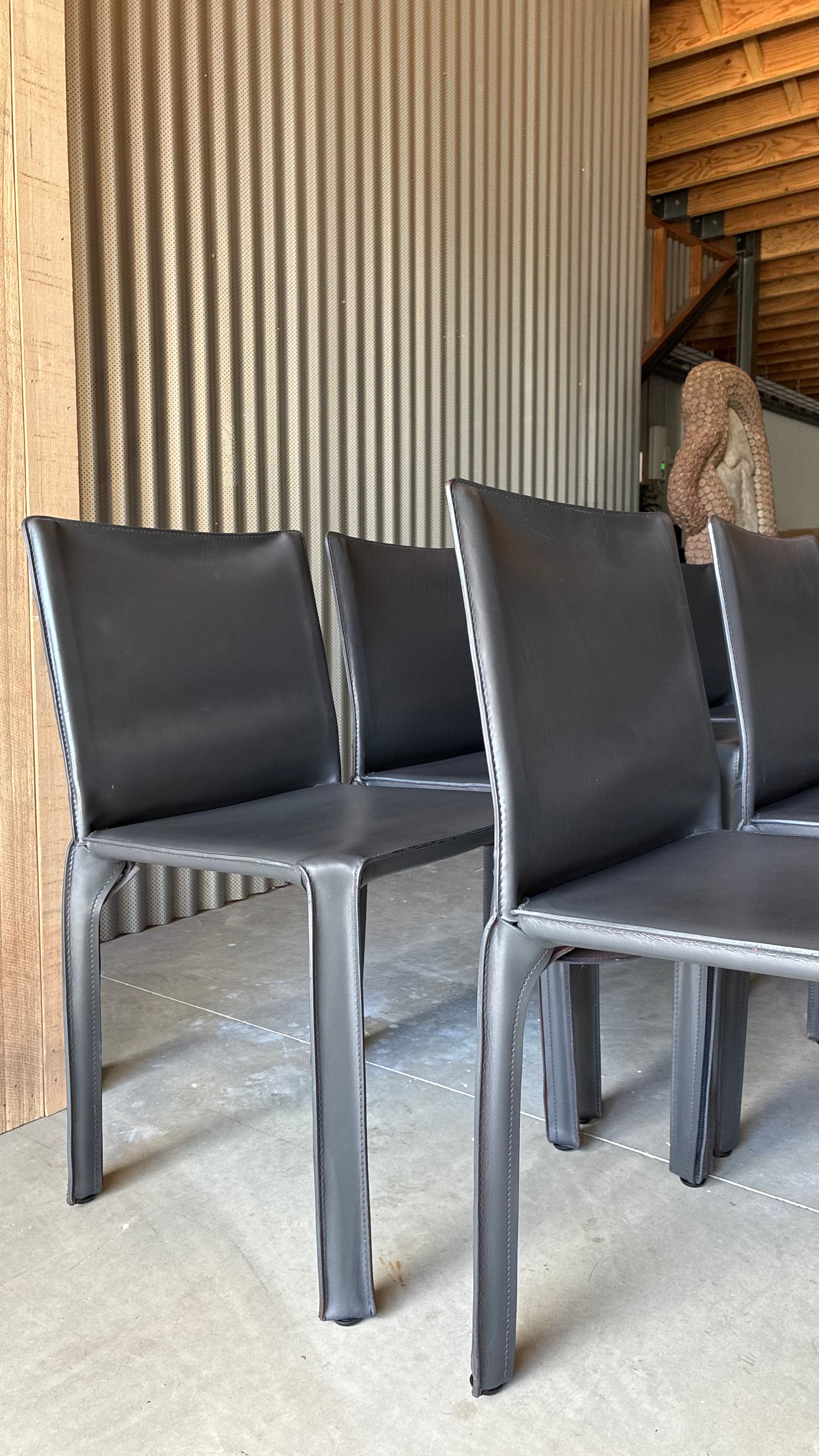 DINING CHAIRS ATTRIBUTED TO CAB 412 BY MARIO BELLINI (SET OF EIGHT)