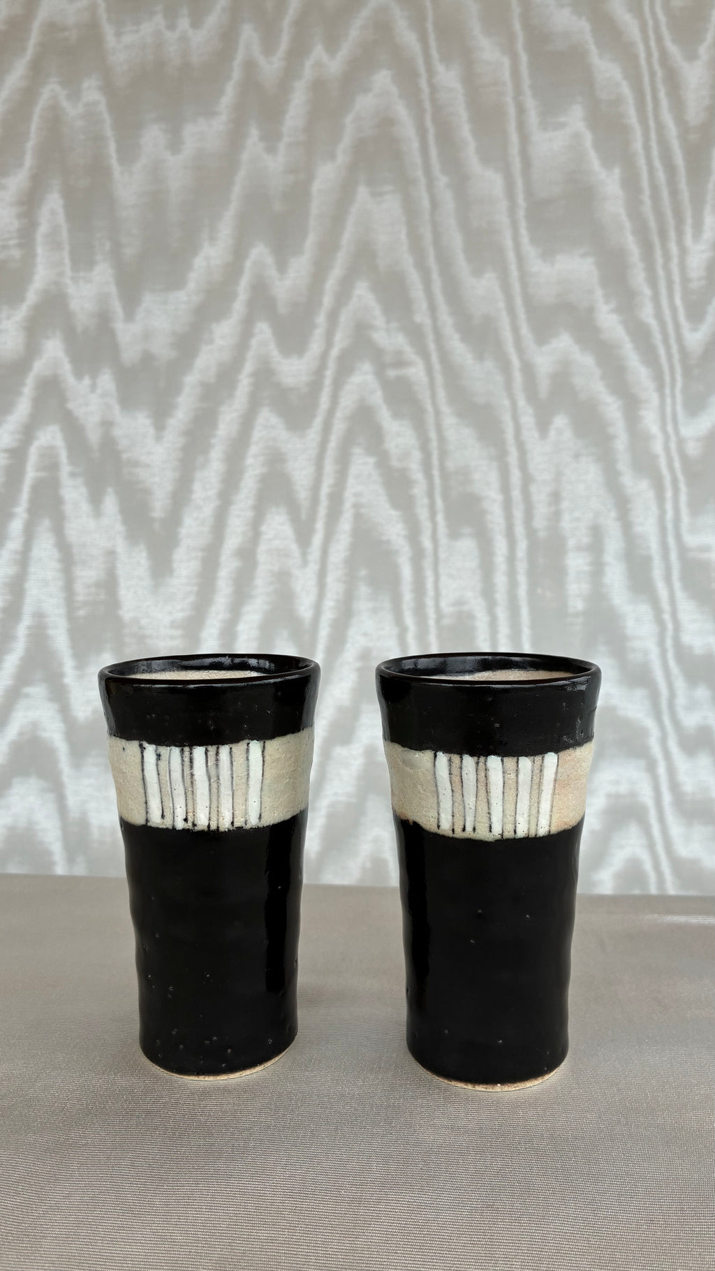 Pair of Handcrafted Japanese Stoneware Tumblers