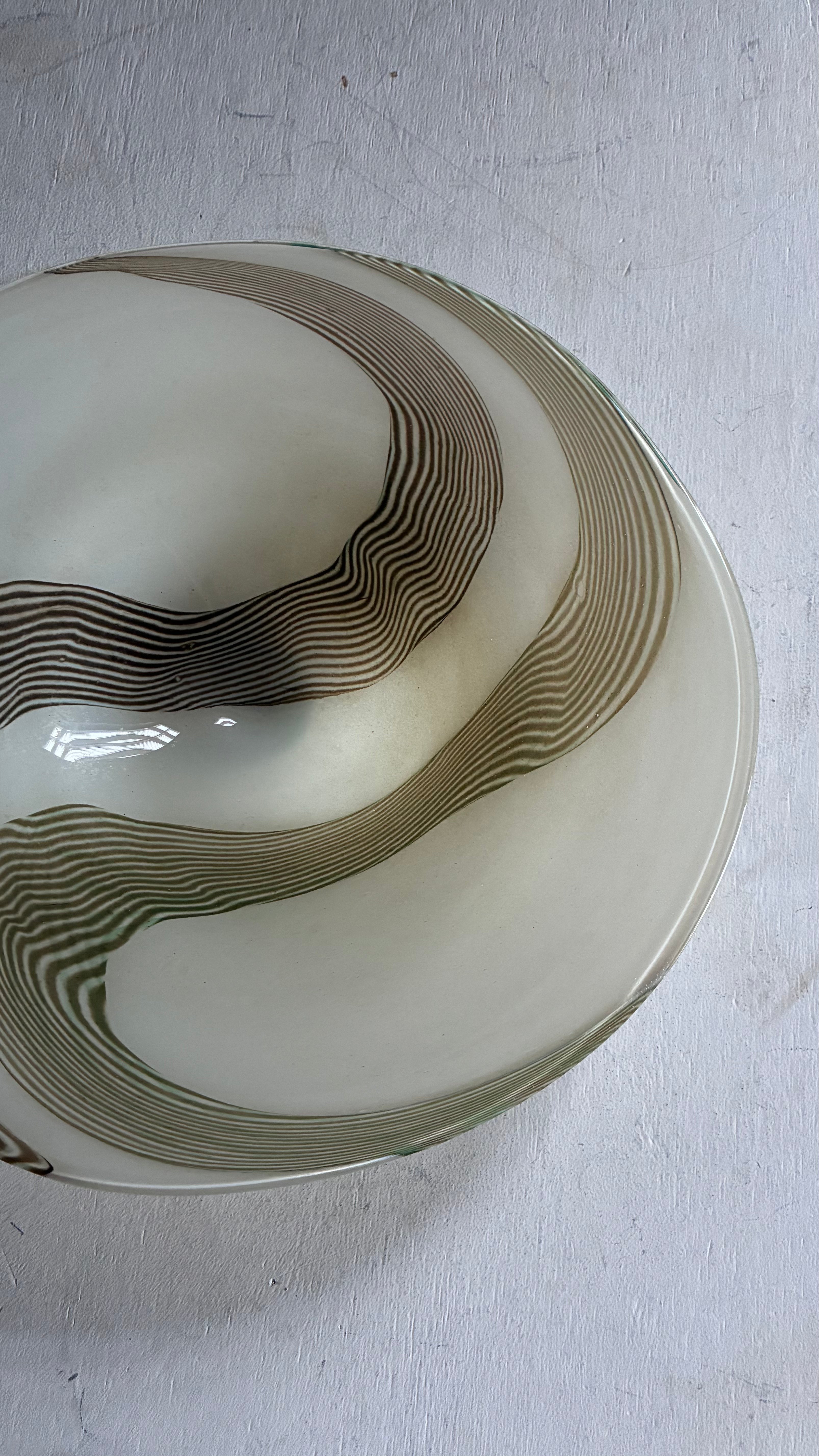 OPALESCENT HAND BLOWN ART GLASS CENTRE BOWL