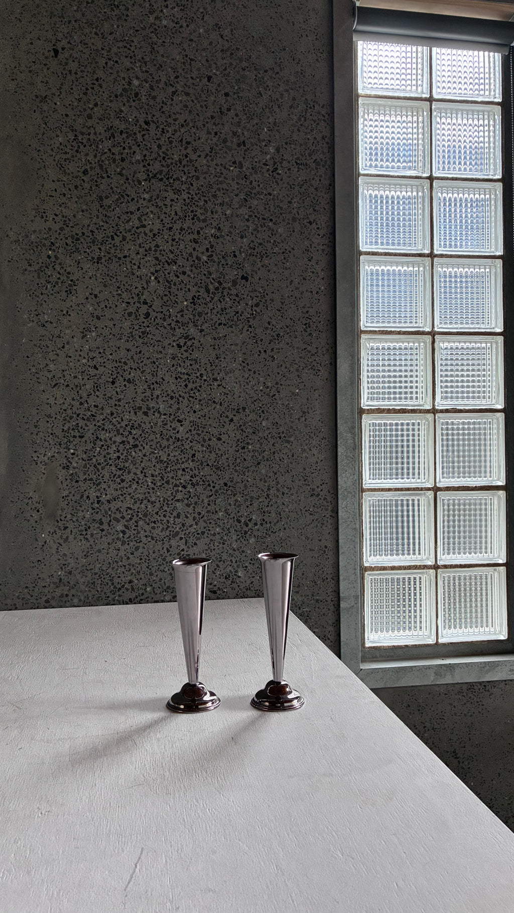 ART DECO STIRLING SILVER PLATED POSY VASES (PAIR)
