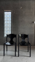 BLACK LACQUERED CHAIRS BY AUGUSTO SAVINI FOR POZZI (PAIR)