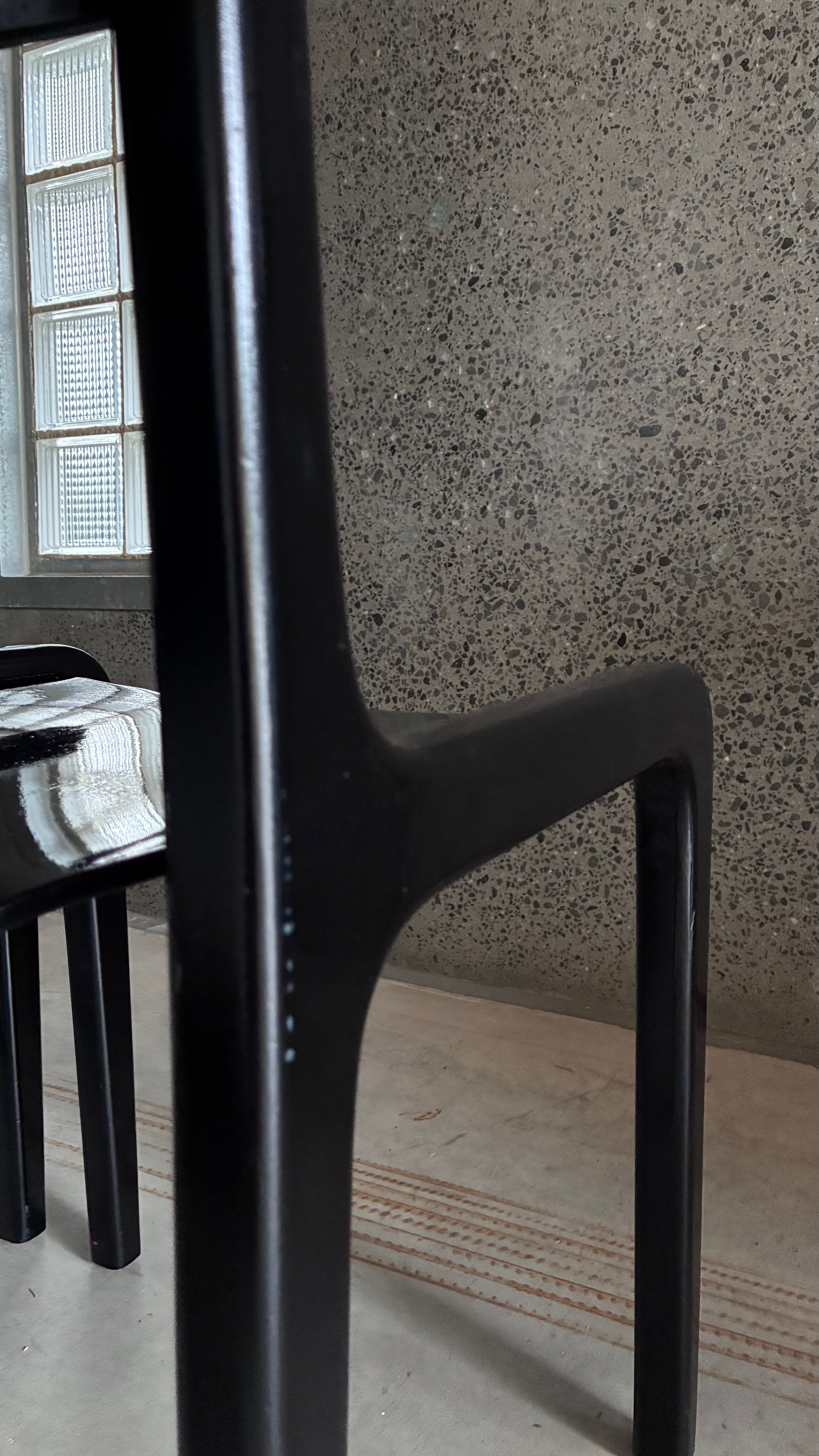 BLACK LACQUERED CHAIRS BY AUGUSTO SAVINI FOR POZZI (PAIR)