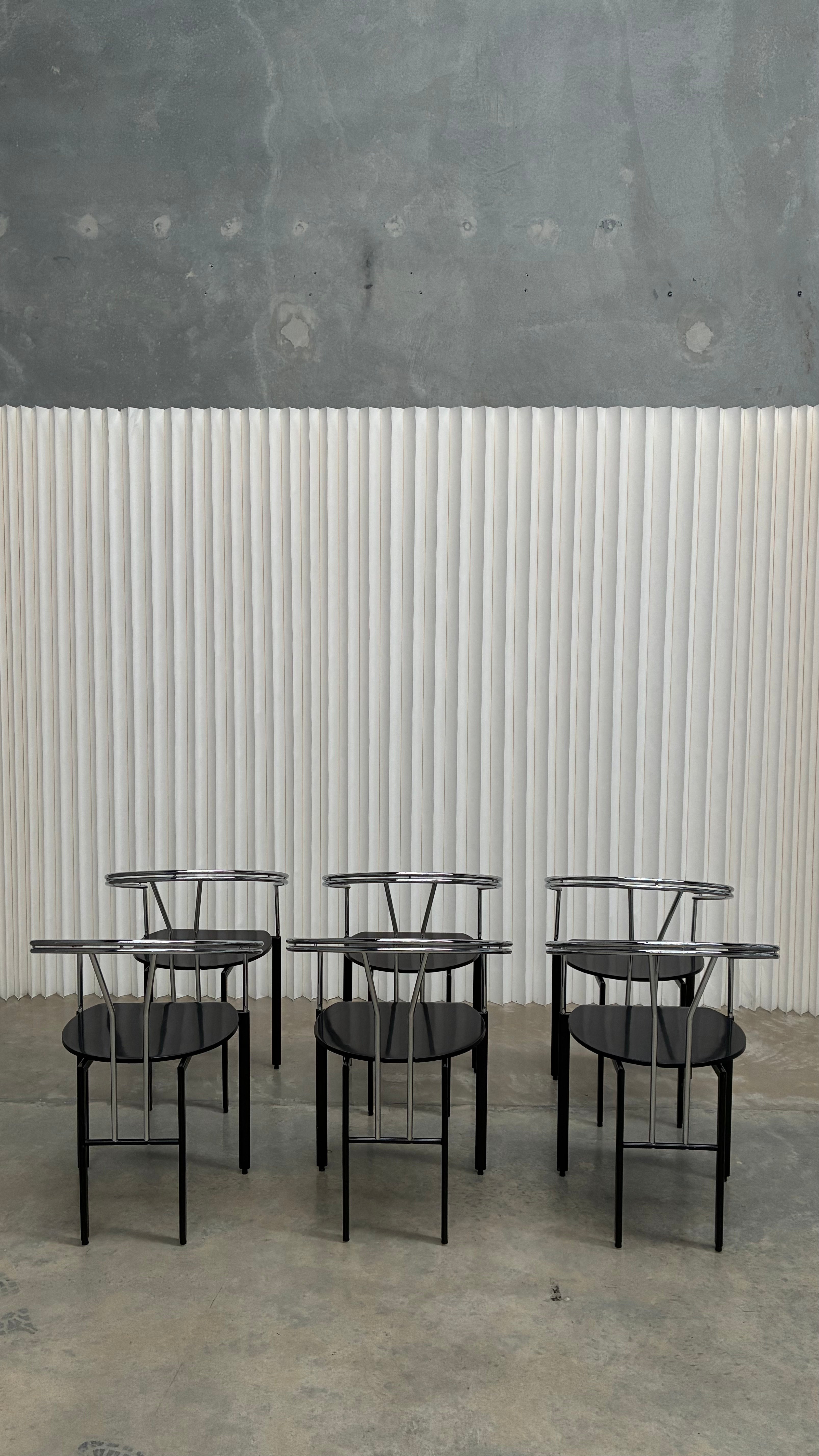 Set of Six Postmodern Armchairs Italy 1980s