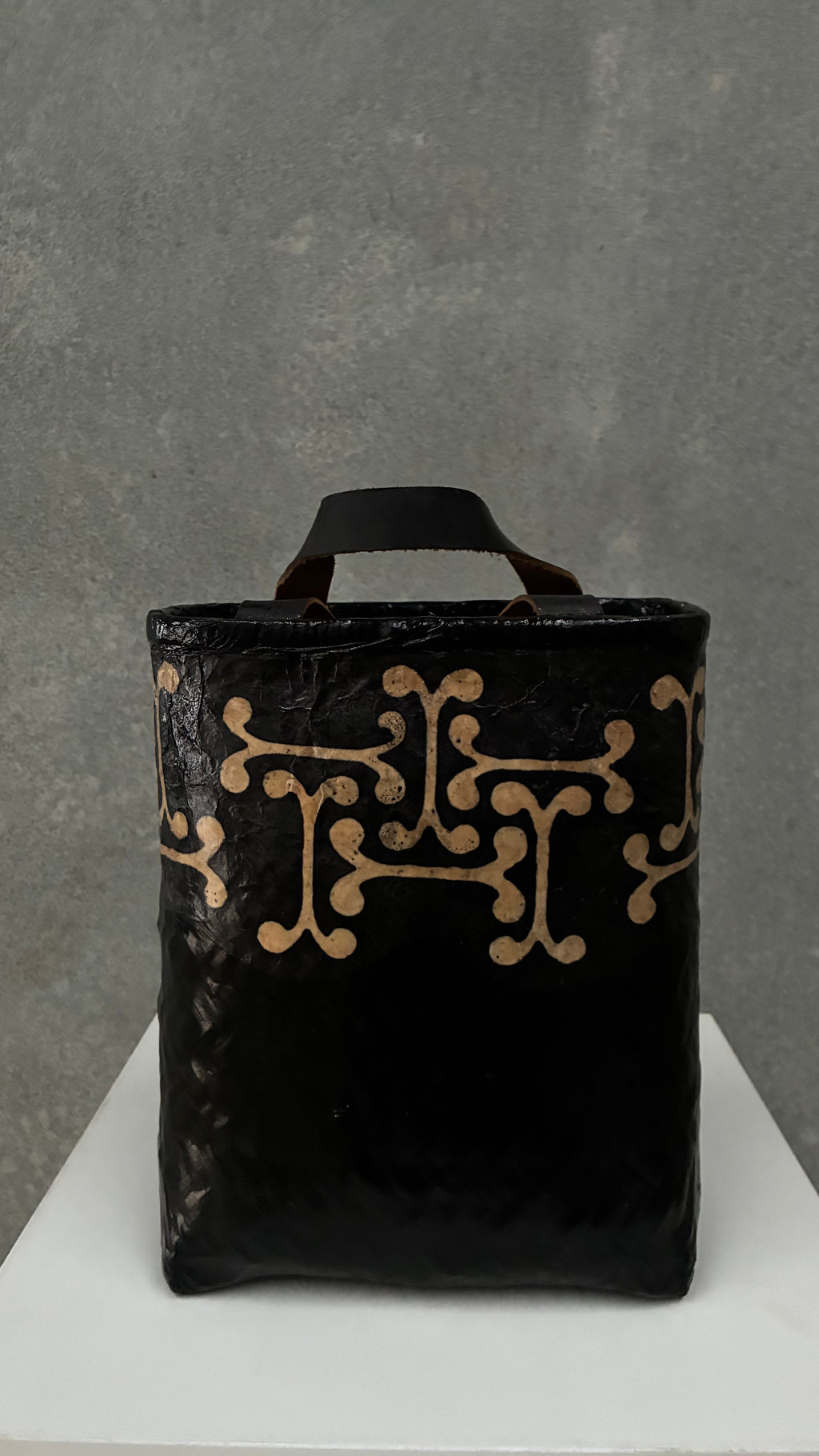 Japanese Washi and Bamboo Basket Bag 1960s