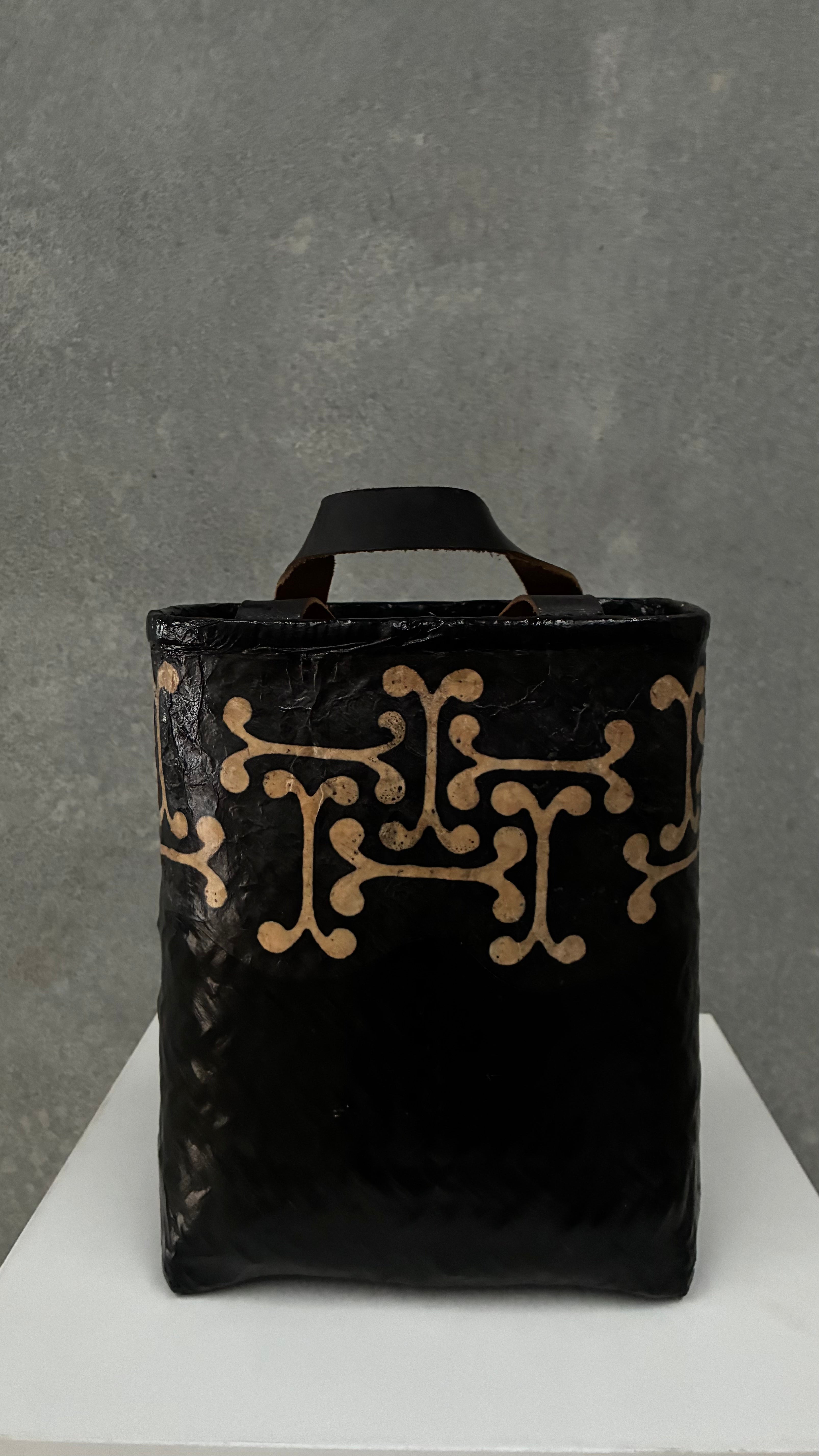 Japanese Washi and Bamboo Basket Bag 1960s