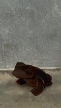 Japanese Carved Cedar Frog Sculpture 1970s