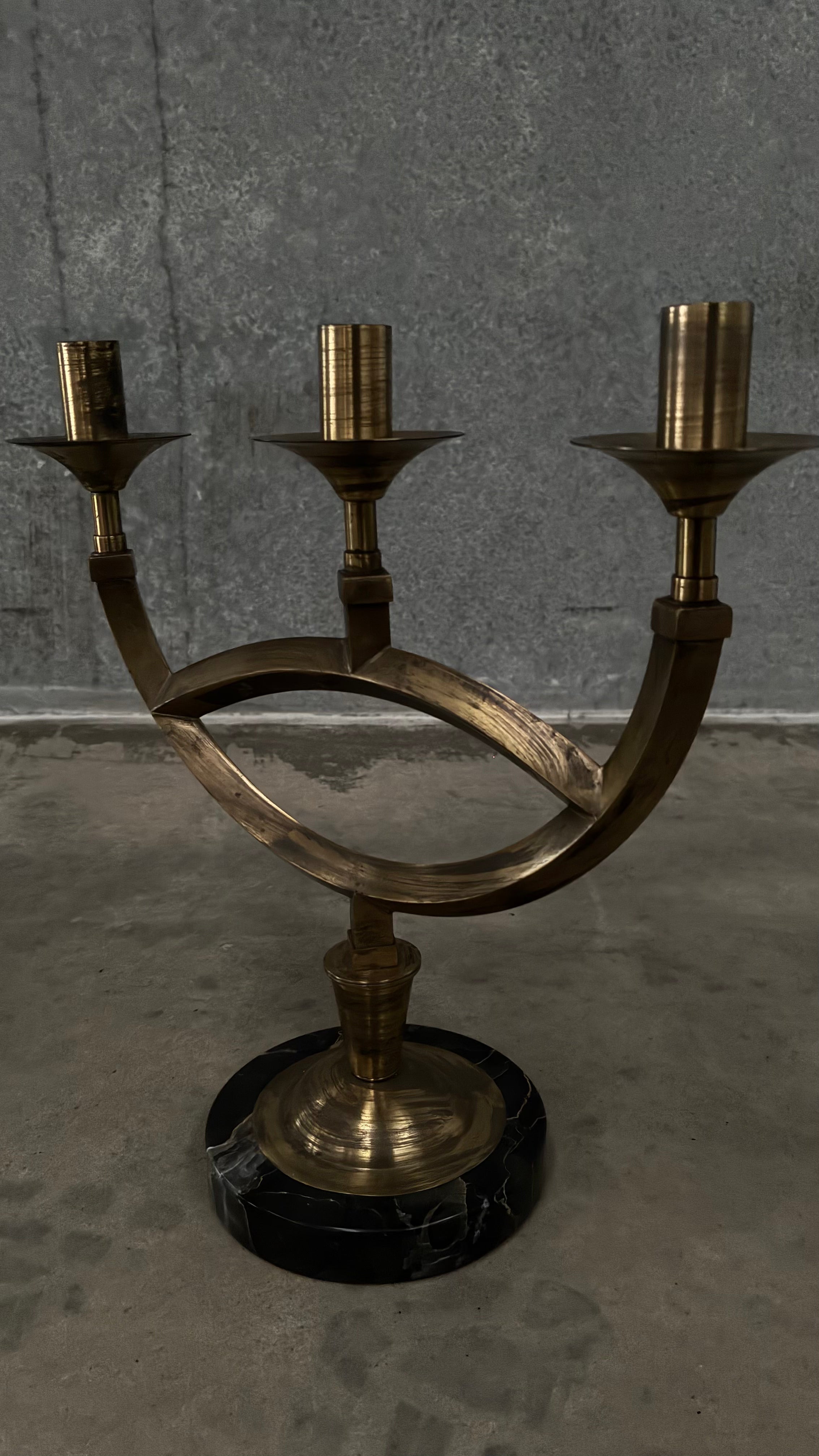 Italian Brass and Marble Candelabra 1970s (Pair)