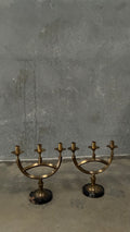Italian Brass and Marble Candelabra 1970s (Pair)