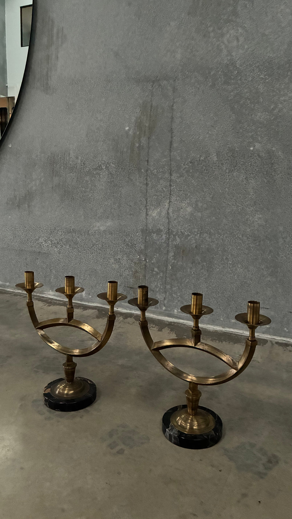 Italian Brass and Marble Candelabra 1970s (Pair)