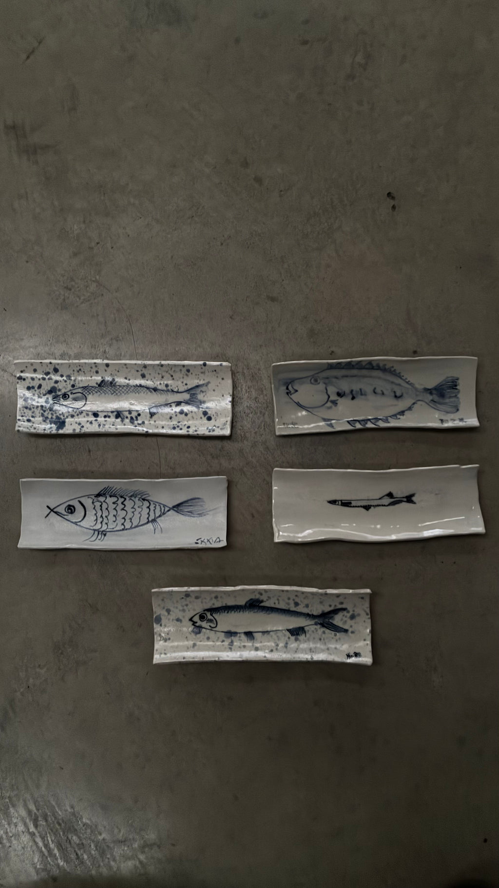 Set of Five Japanese Serving Plates