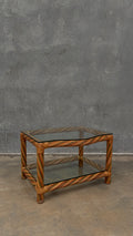 Italian Polychrome rattan and Glass occasional table 1970s