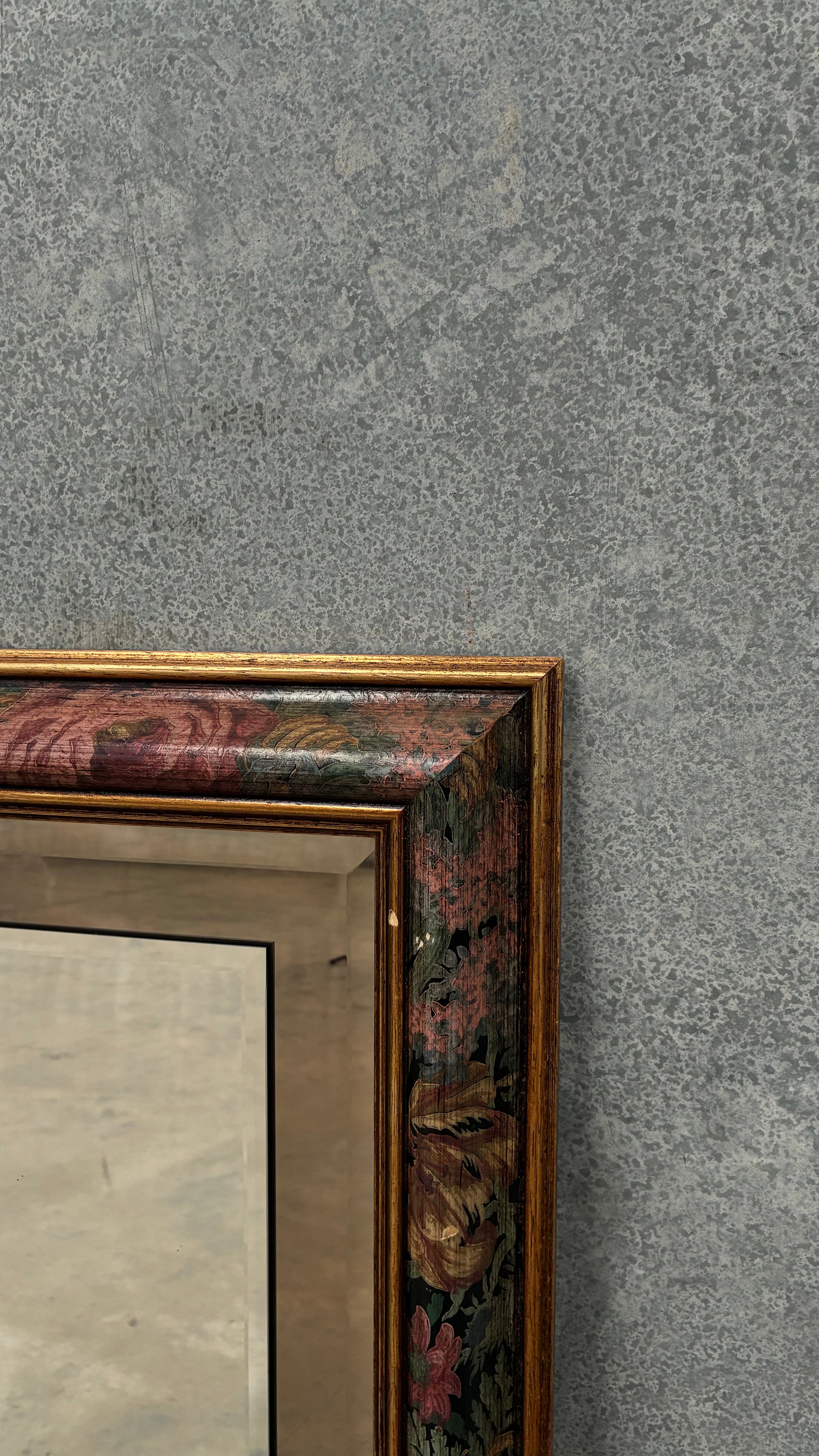 Vintage Floral Motif Timber Mirror