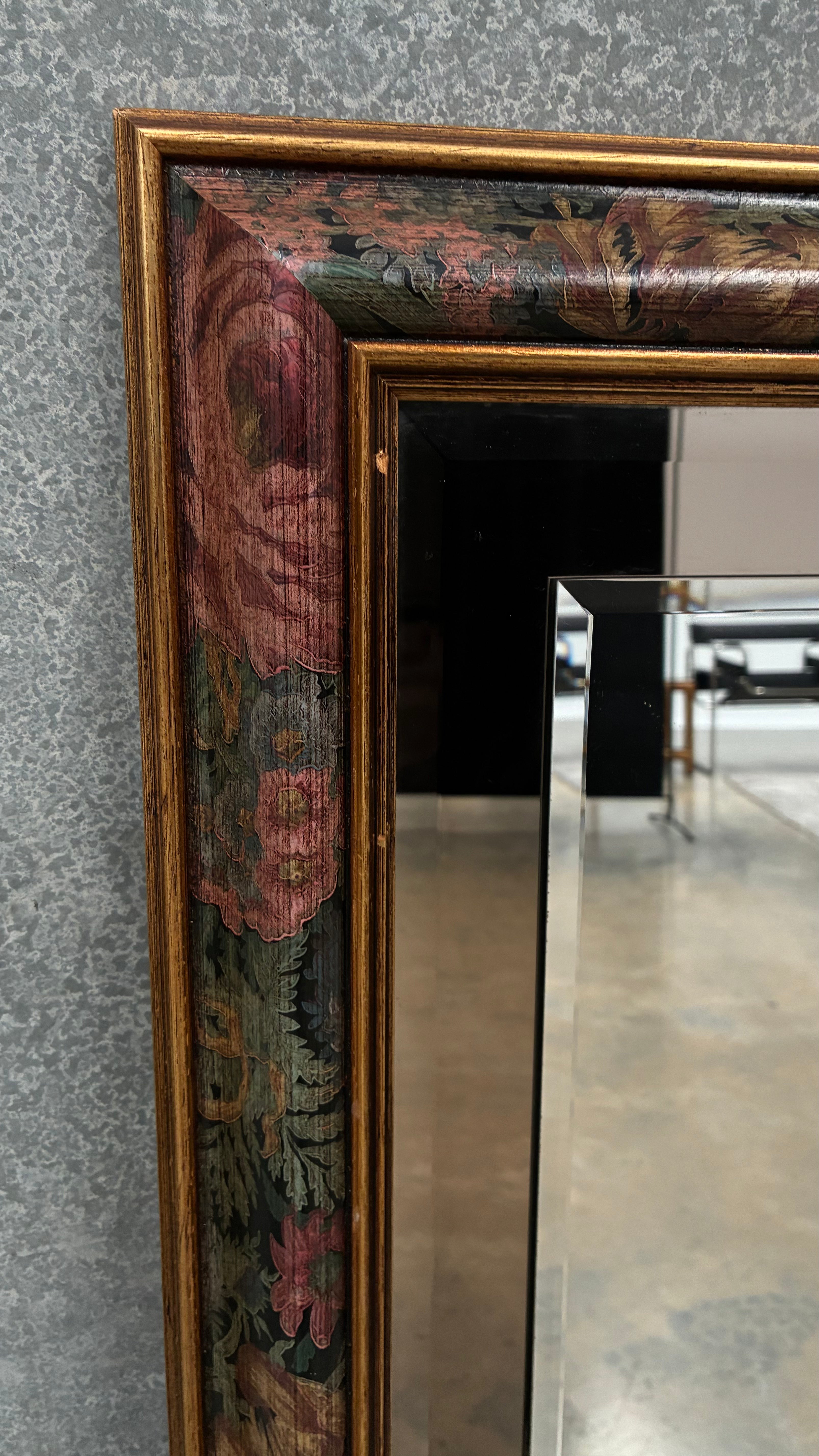 Vintage Floral Motif Timber Mirror
