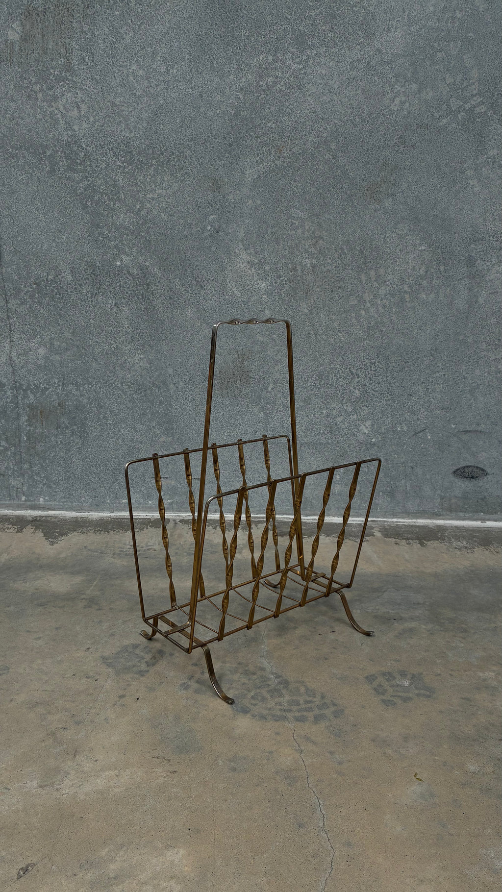 Italian Twisted Brass Magazine Rack 1970s