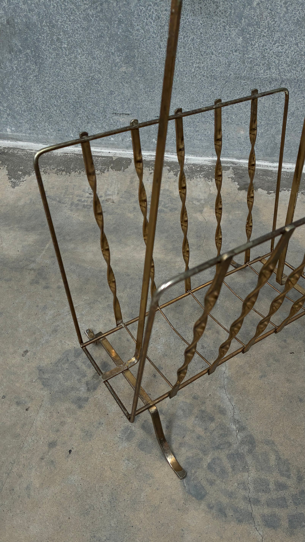 Italian Twisted Brass Magazine Rack 1970s