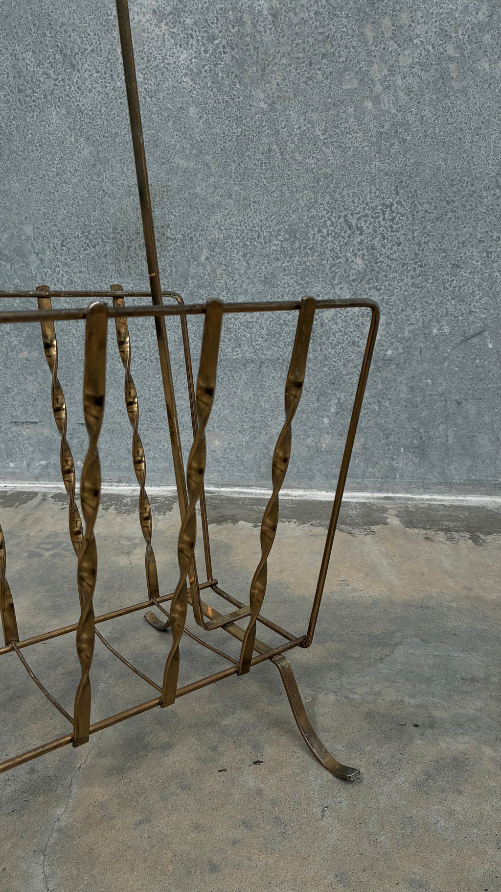 Italian Twisted Brass Magazine Rack 1970s