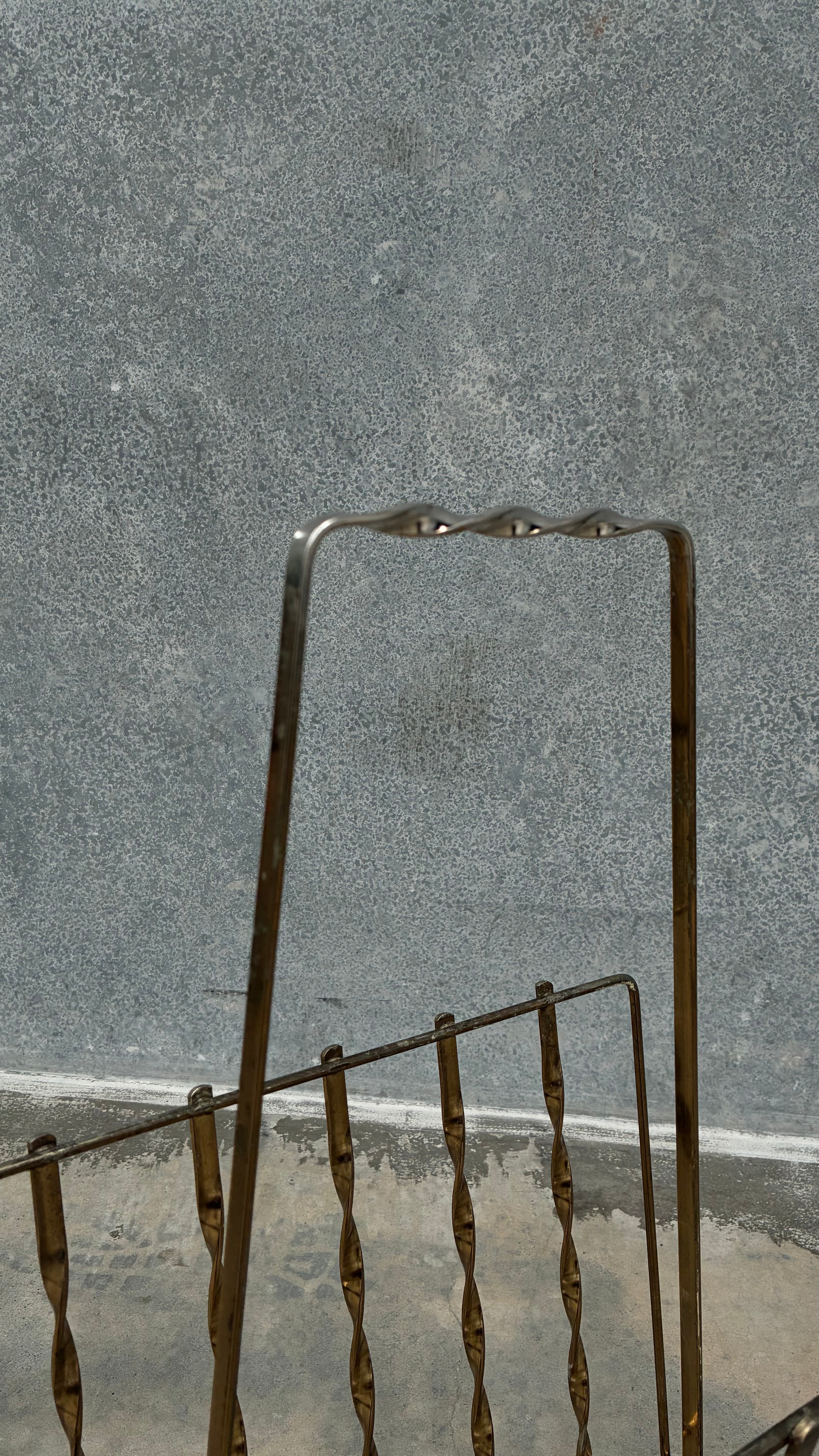 Italian Twisted Brass Magazine Rack 1970s