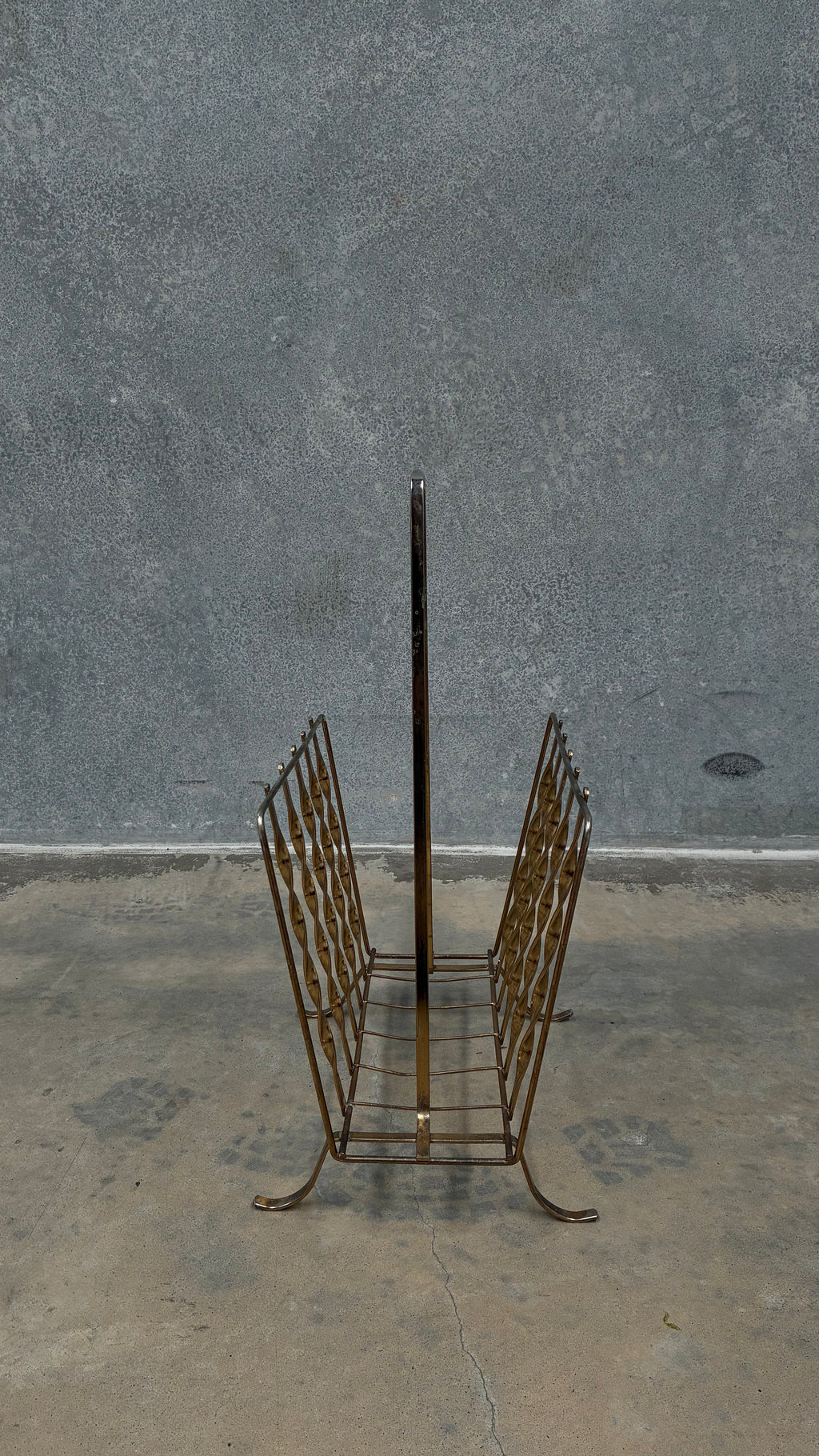 Italian Twisted Brass Magazine Rack 1970s