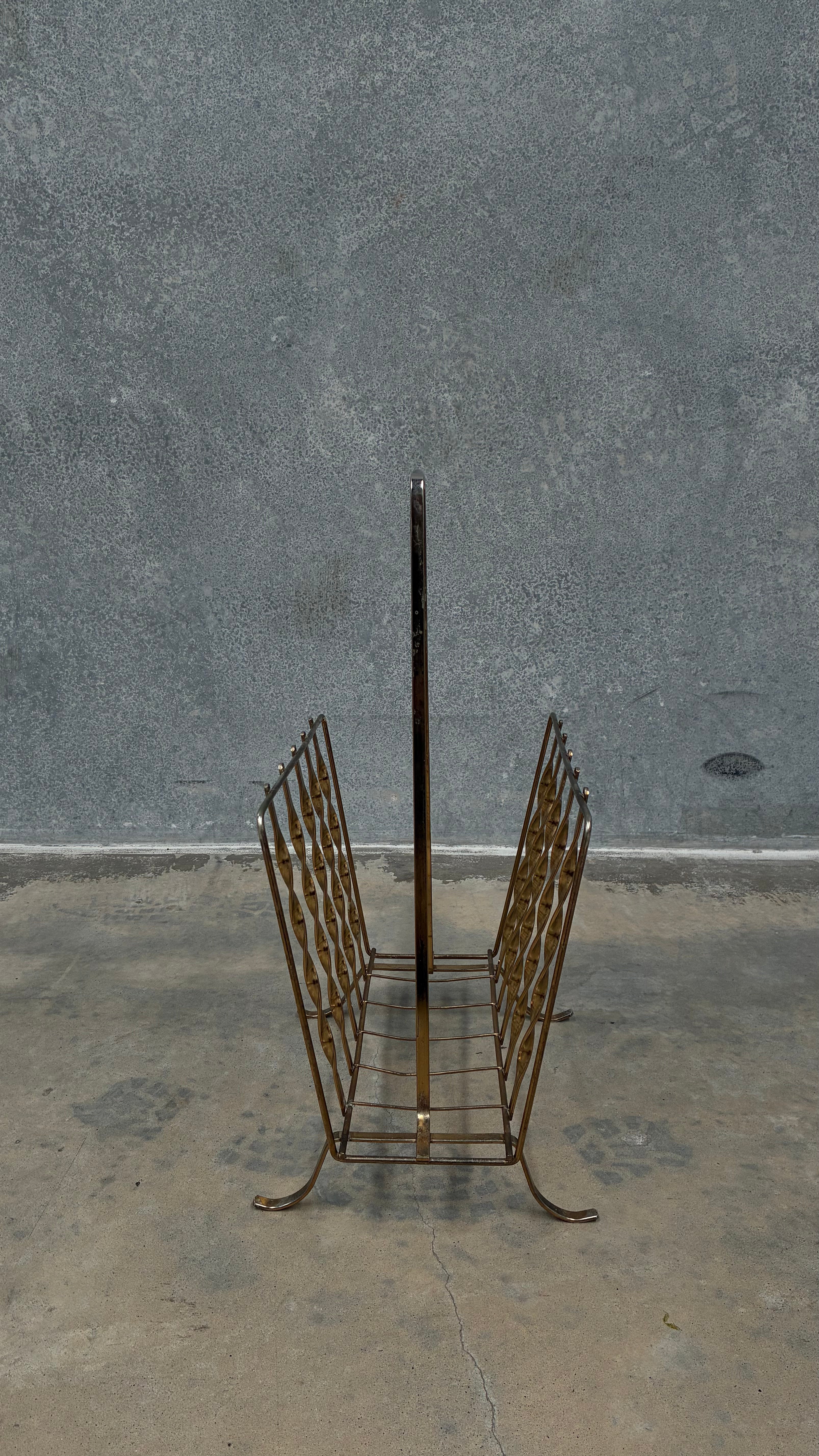 Italian Twisted Brass Magazine Rack 1970s