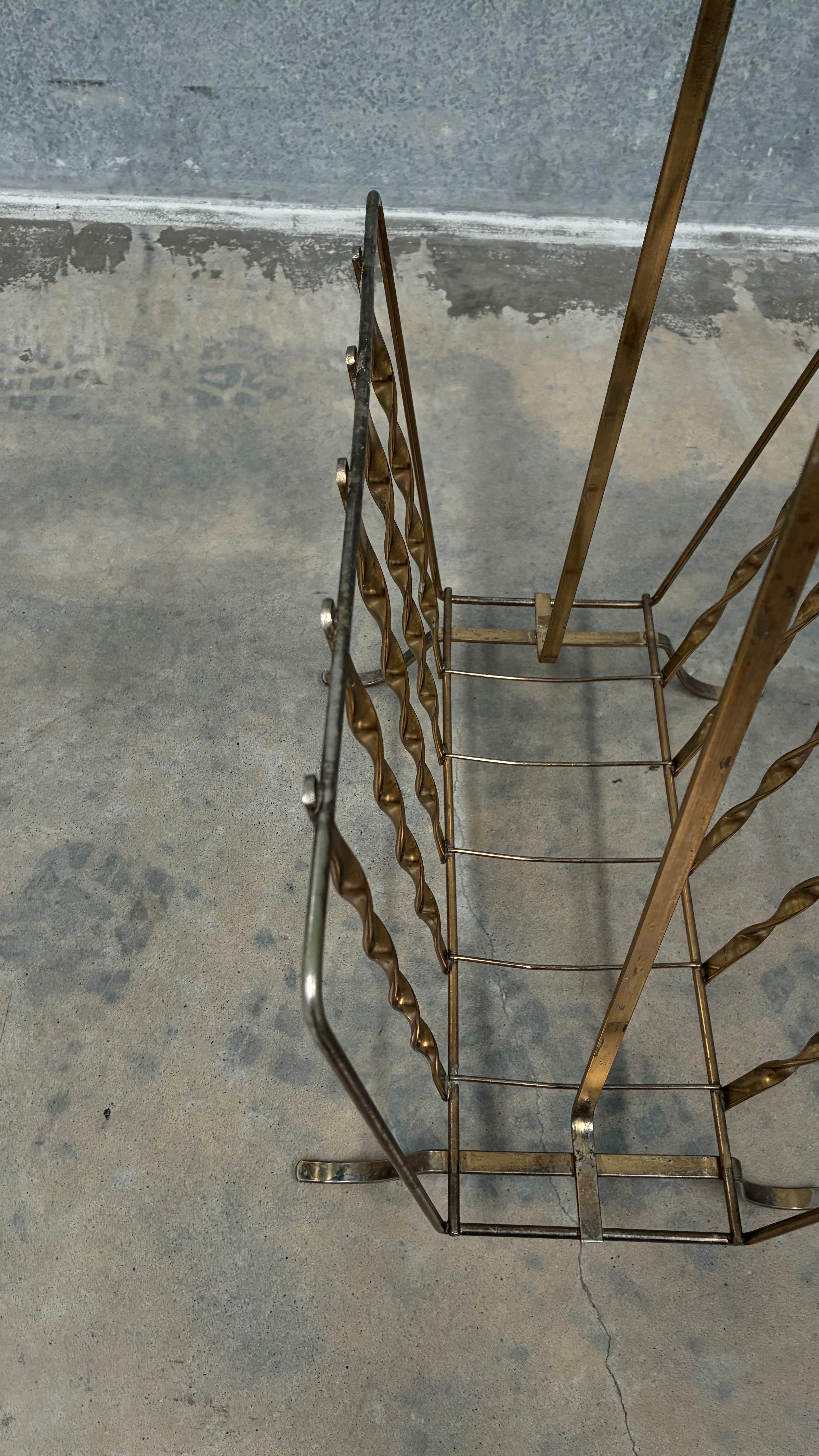 Italian Twisted Brass Magazine Rack 1970s