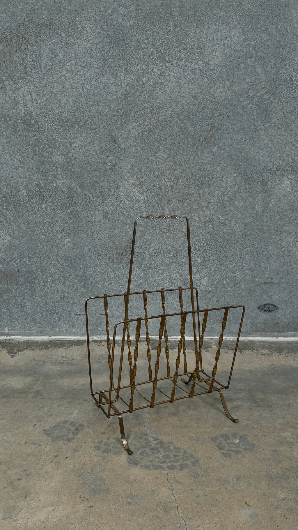 Italian Twisted Brass Magazine Rack 1970s