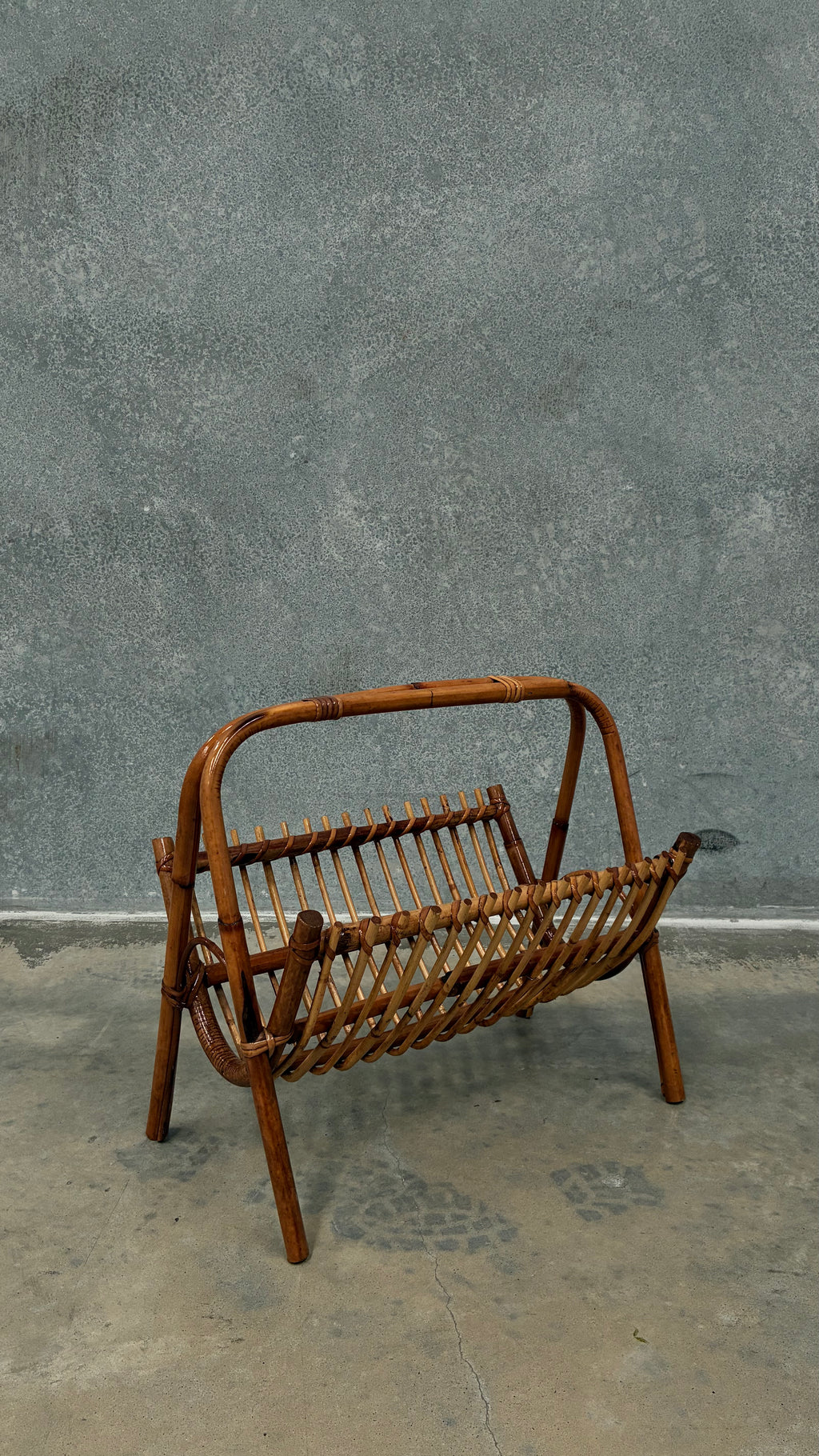 Italian Bamboo Magazine Rack 1970s
