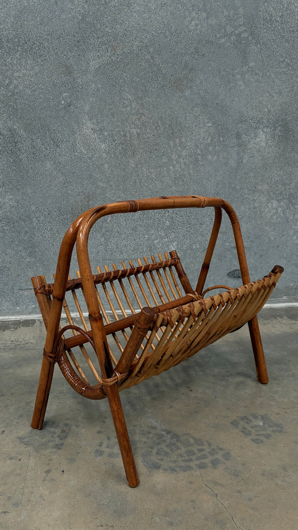 Italian Bamboo Magazine Rack 1970s