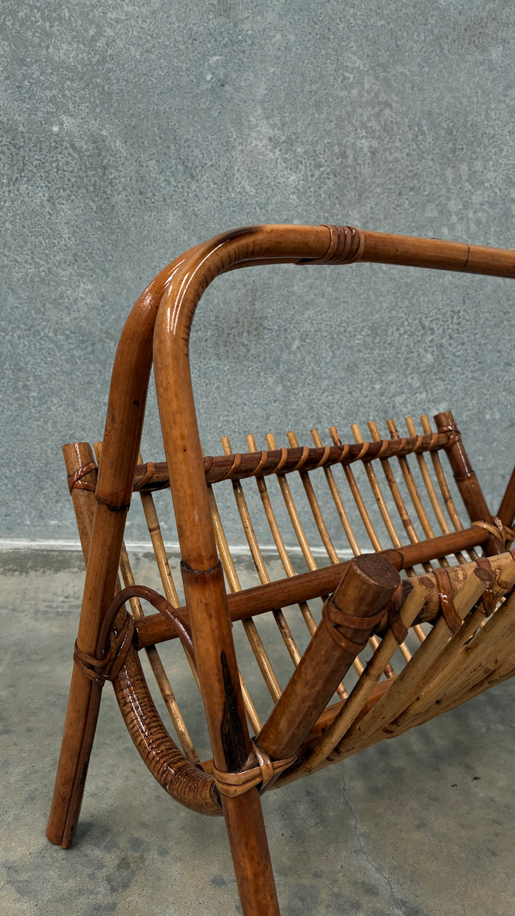 Italian Bamboo Magazine Rack 1970s