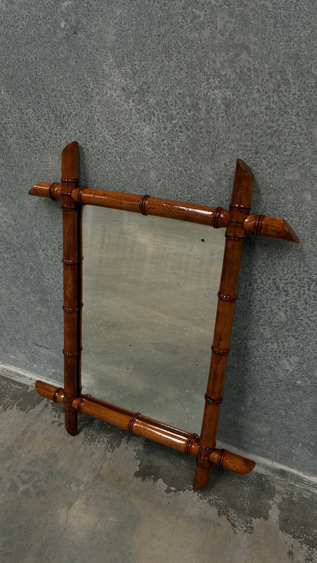 Faux Bamboo Wall Mirror France 1960s
