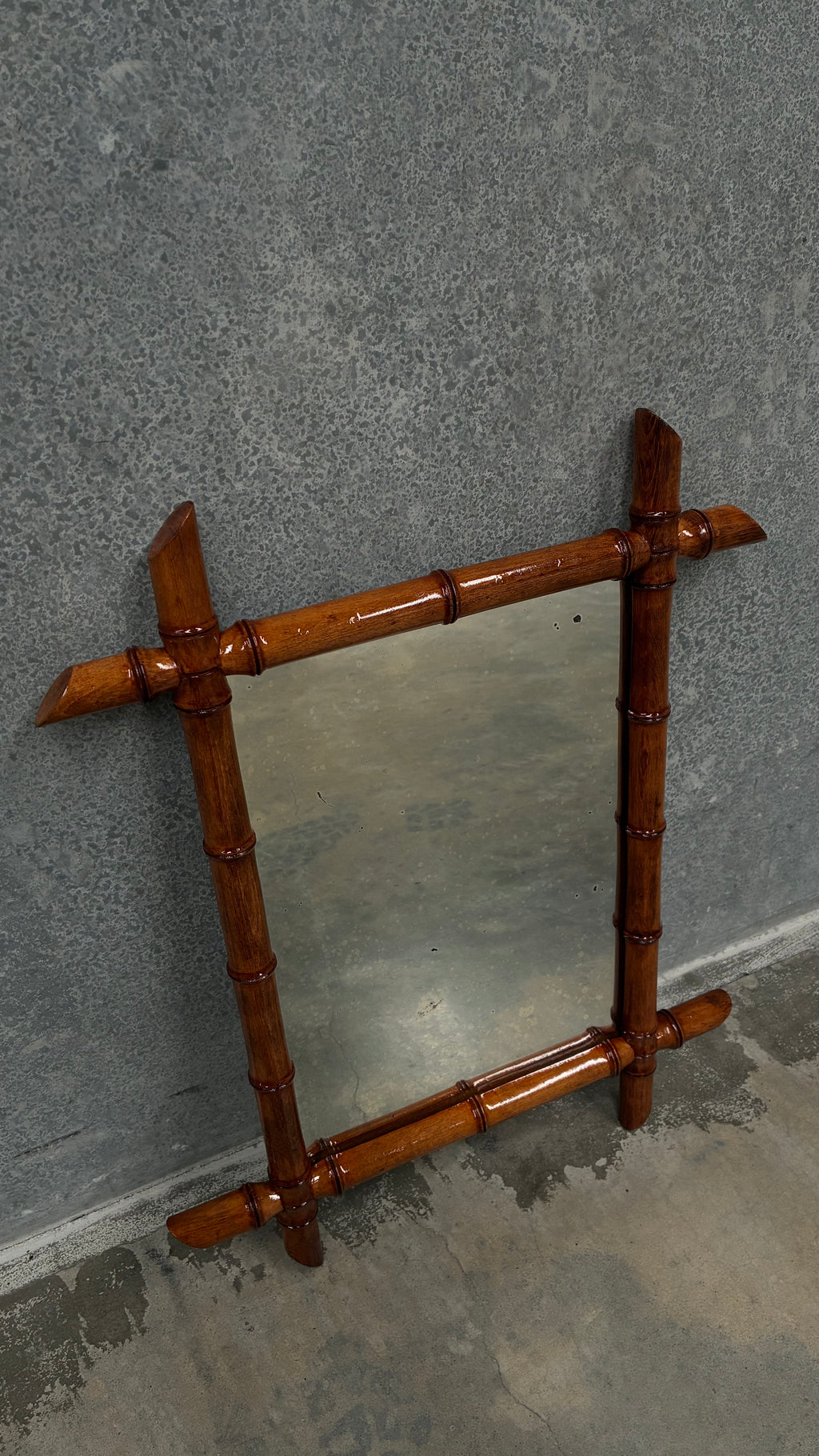 Faux Bamboo Wall Mirror France 1960s