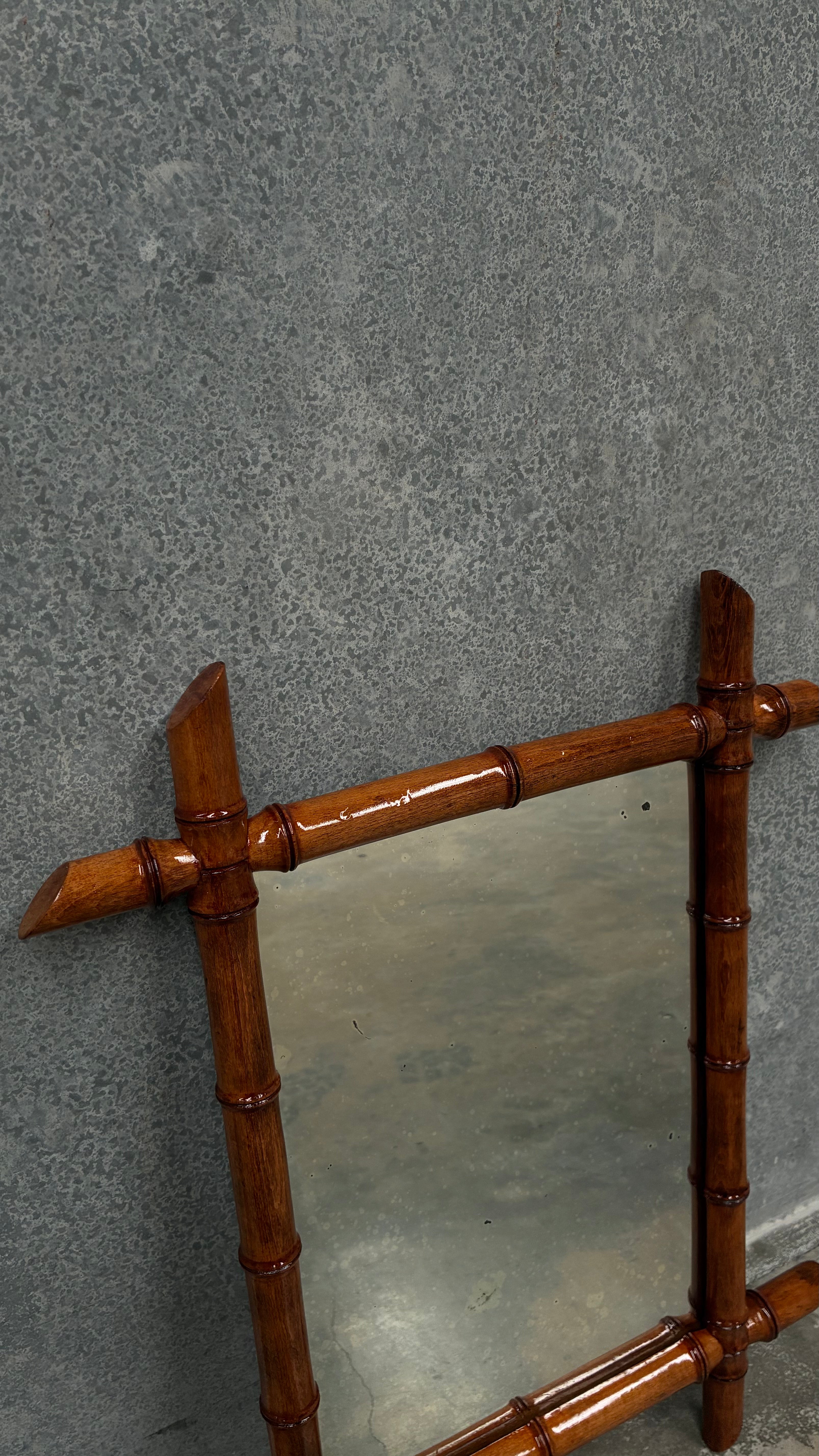 Faux Bamboo Wall Mirror France 1960s