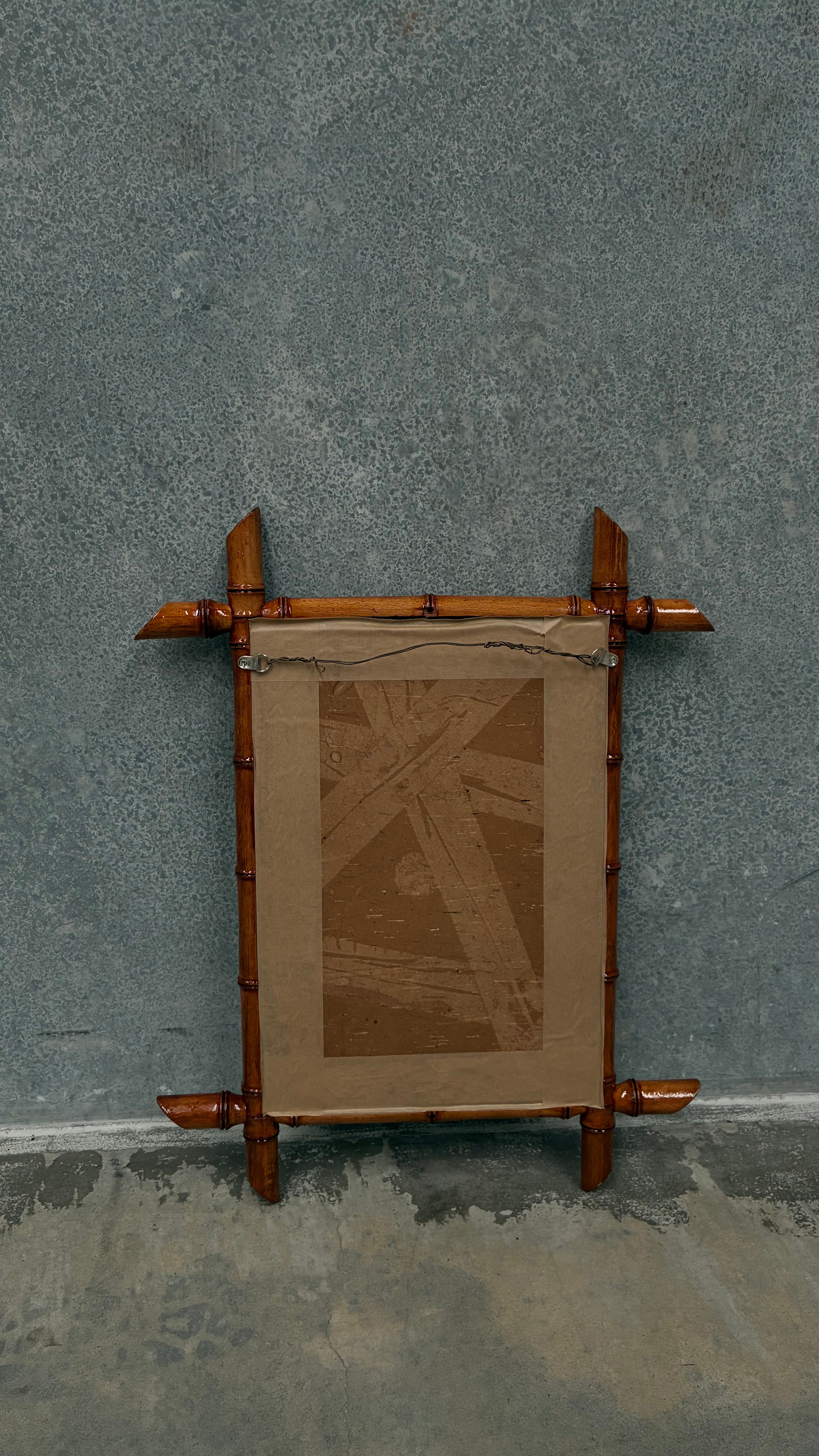 Faux Bamboo Wall Mirror France 1960s